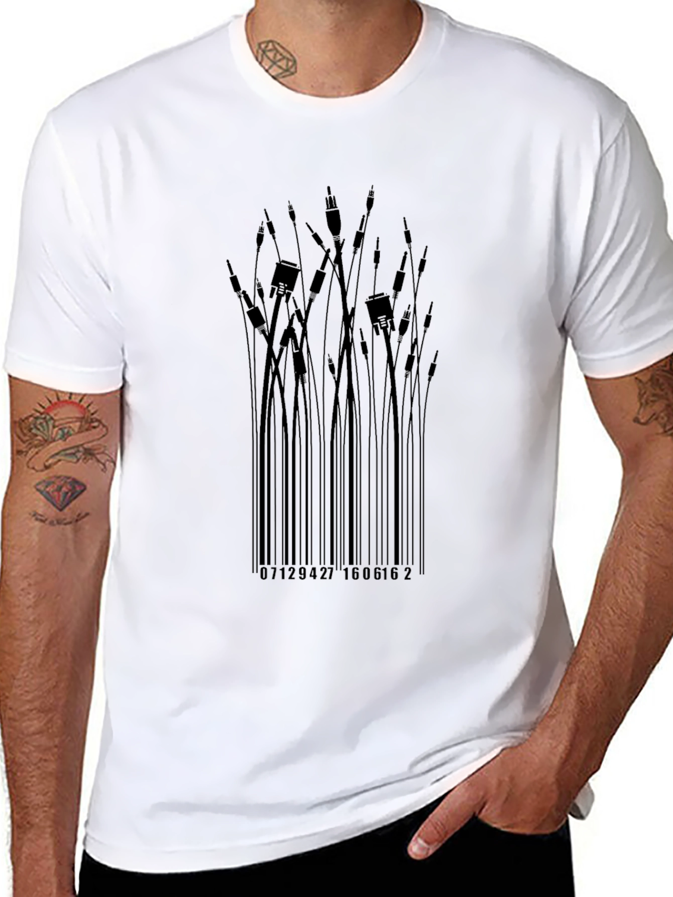 Tech Barcode Graphic Tee - Black