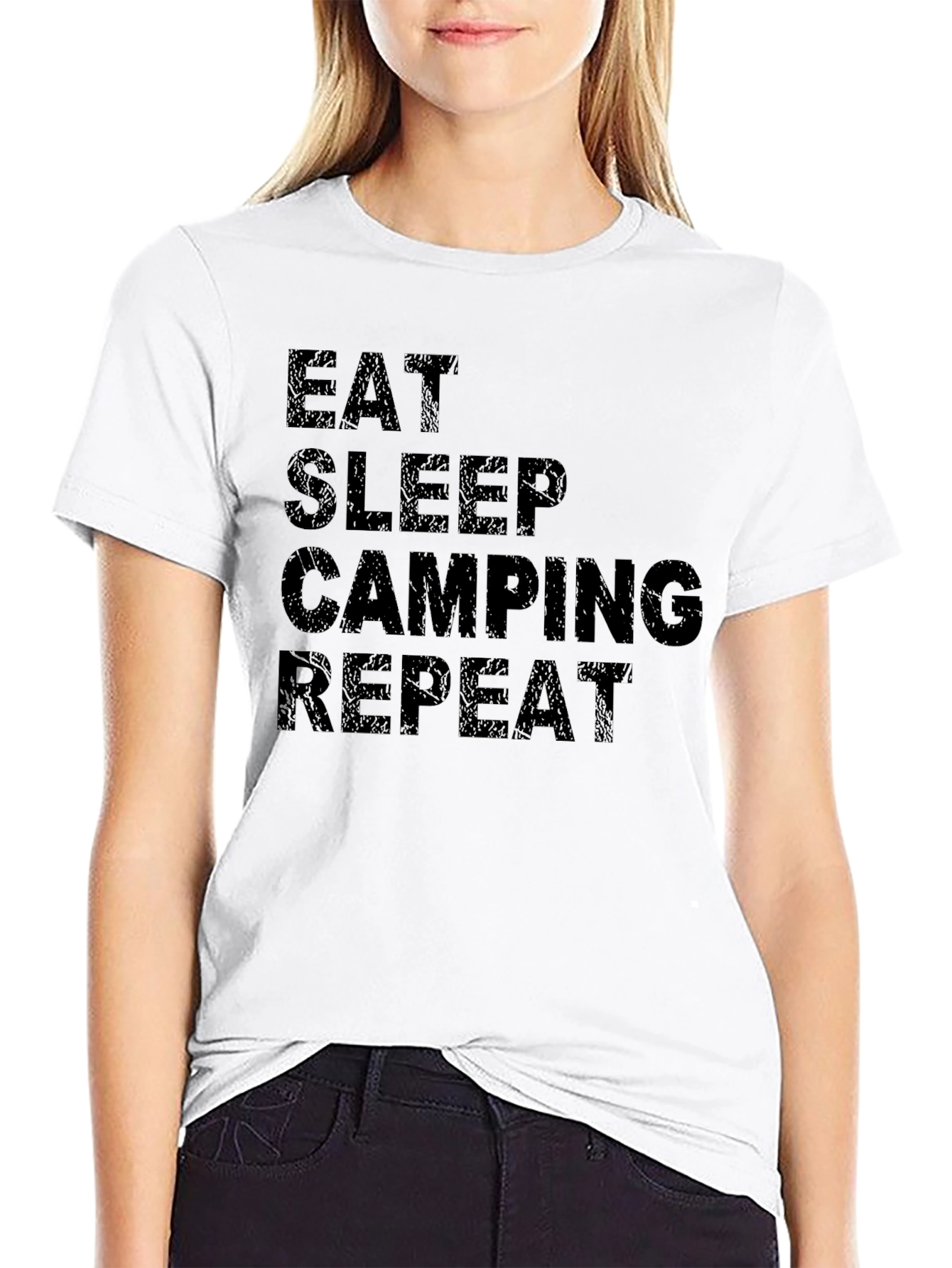 Eat Sleep Camping Repeat Black T-Shirt