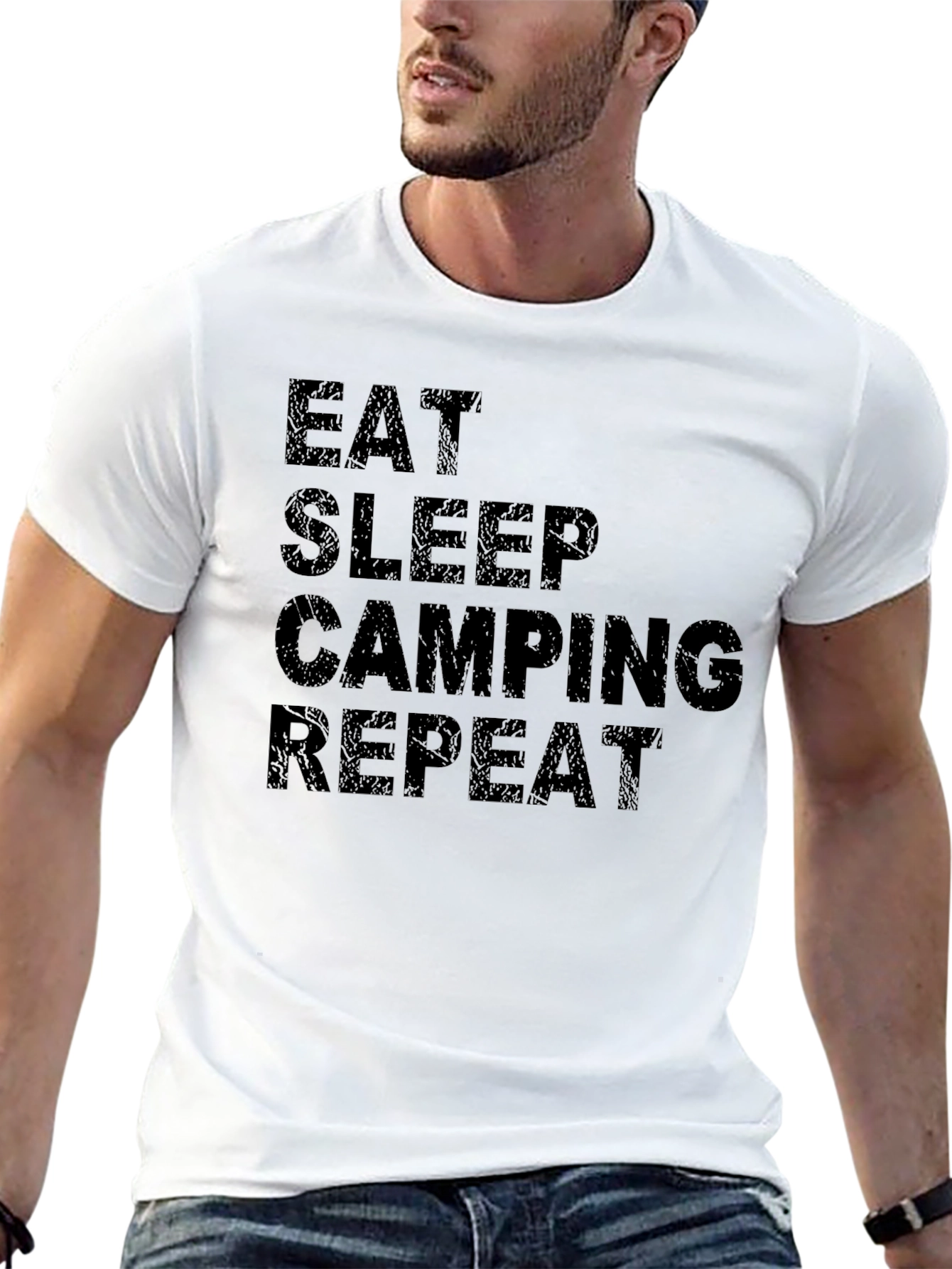 Eat Sleep Camping Repeat Black T-Shirt