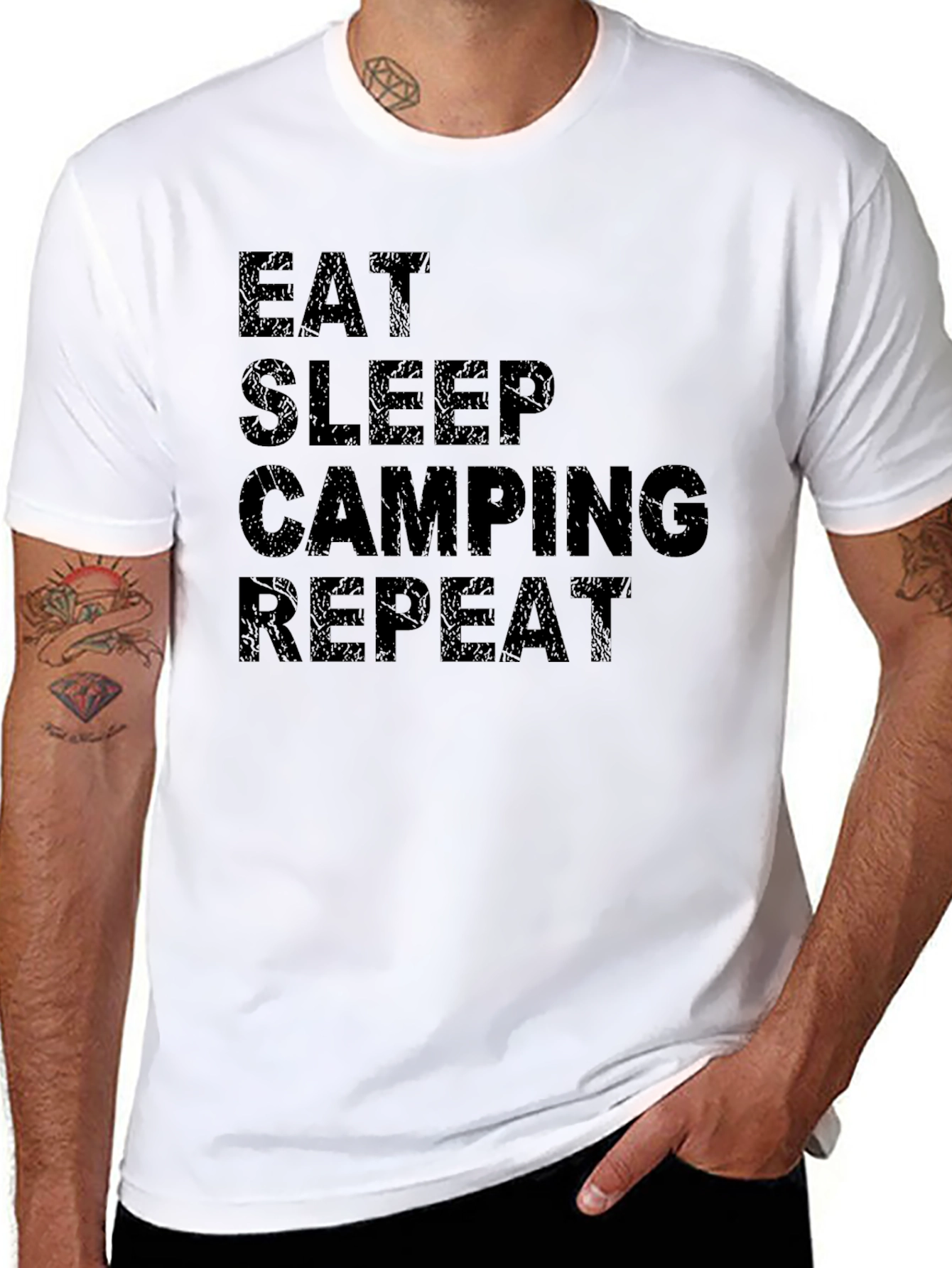 Eat Sleep Camping Repeat Black T-Shirt