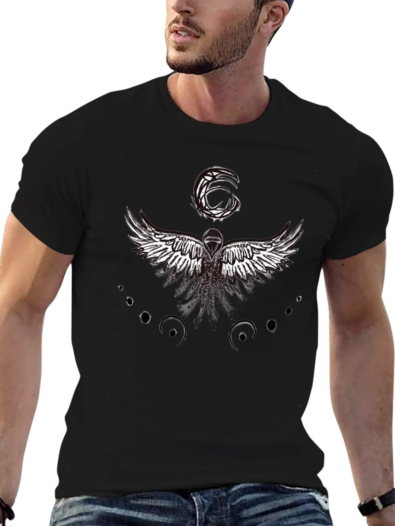 Winged Graphic Black T-Shirt