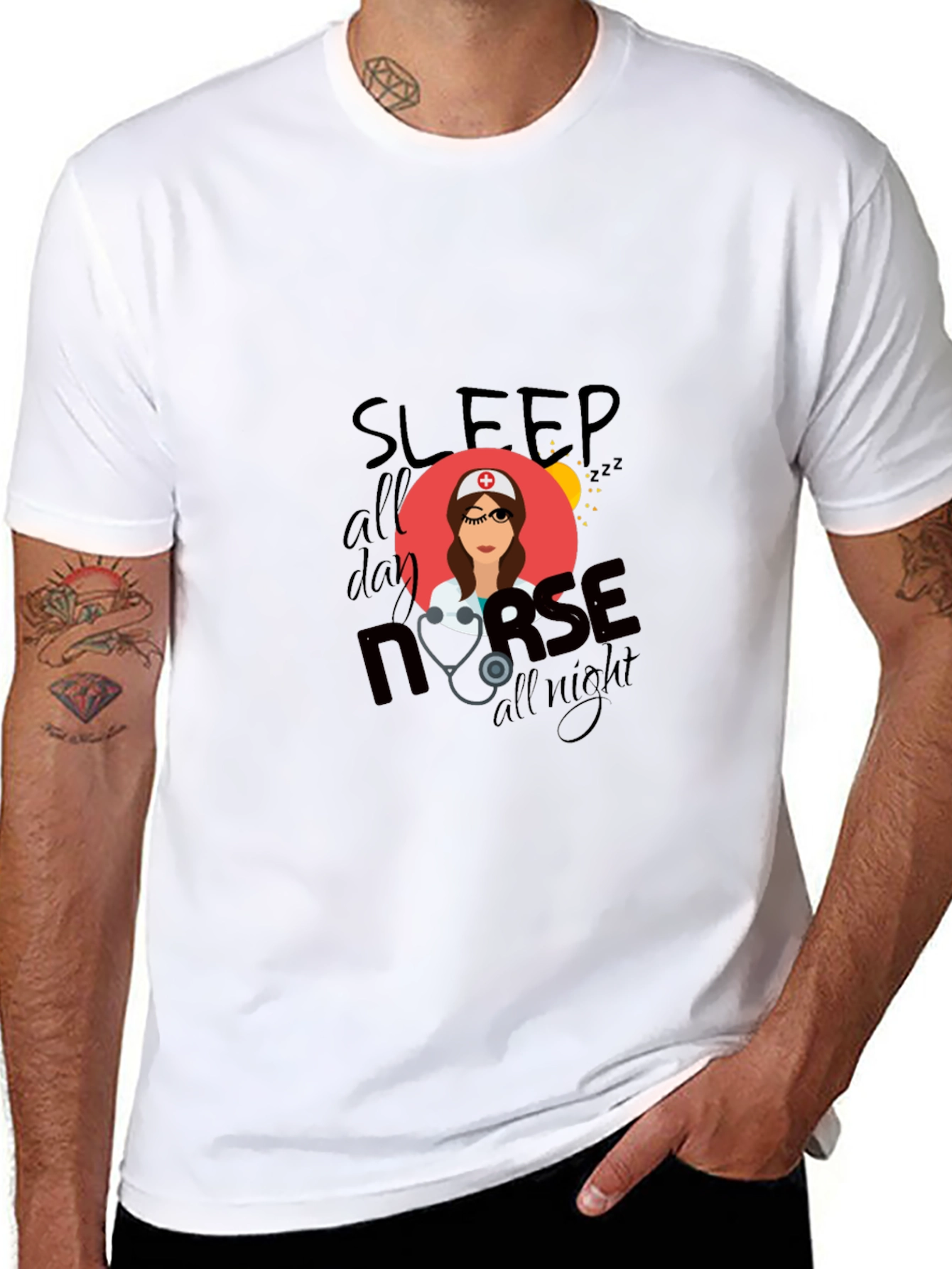 Sleep All Day Nurse All Night Black T-Shirt