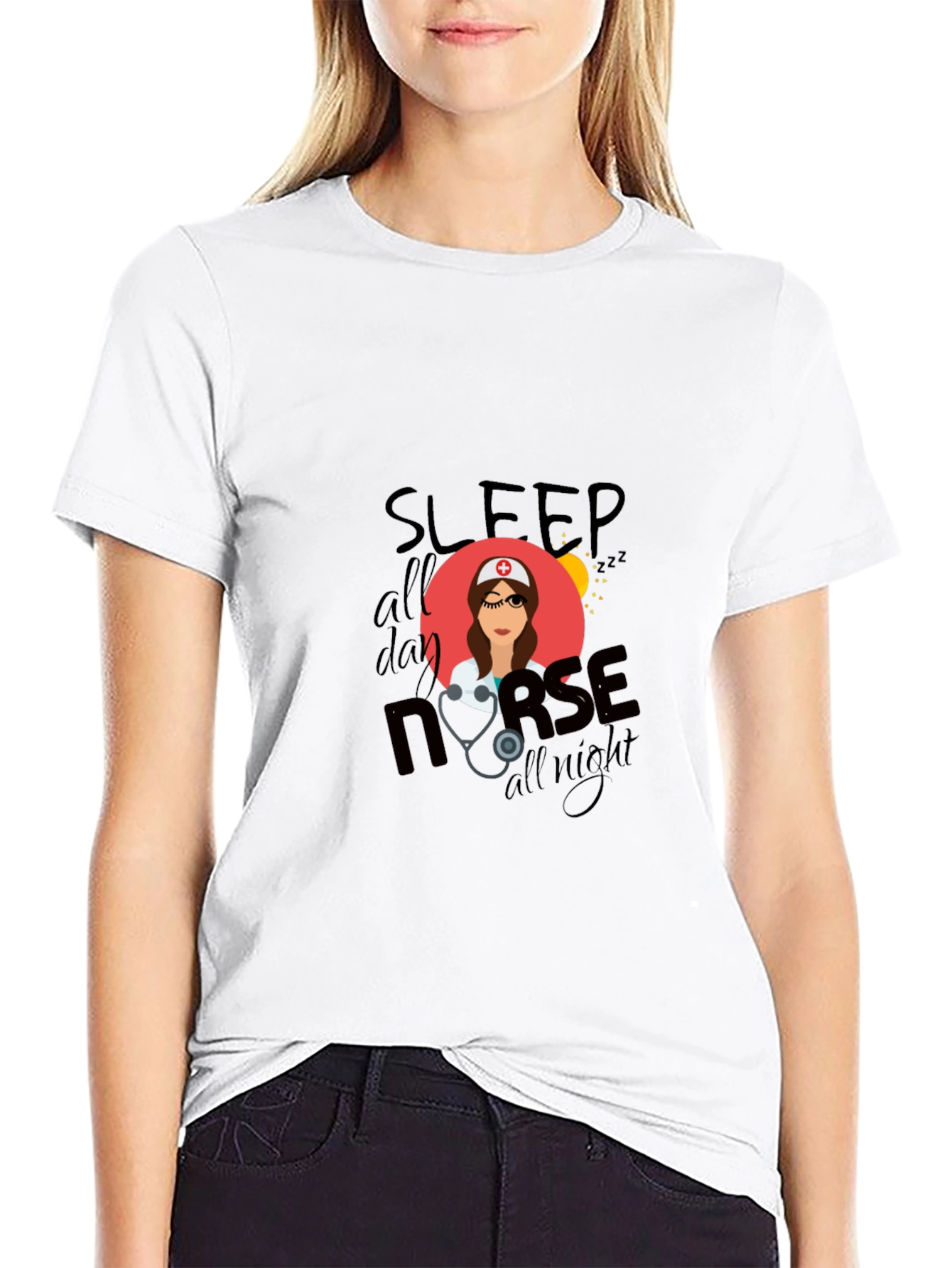 Sleep All Day Nurse All Night Black T-Shirt