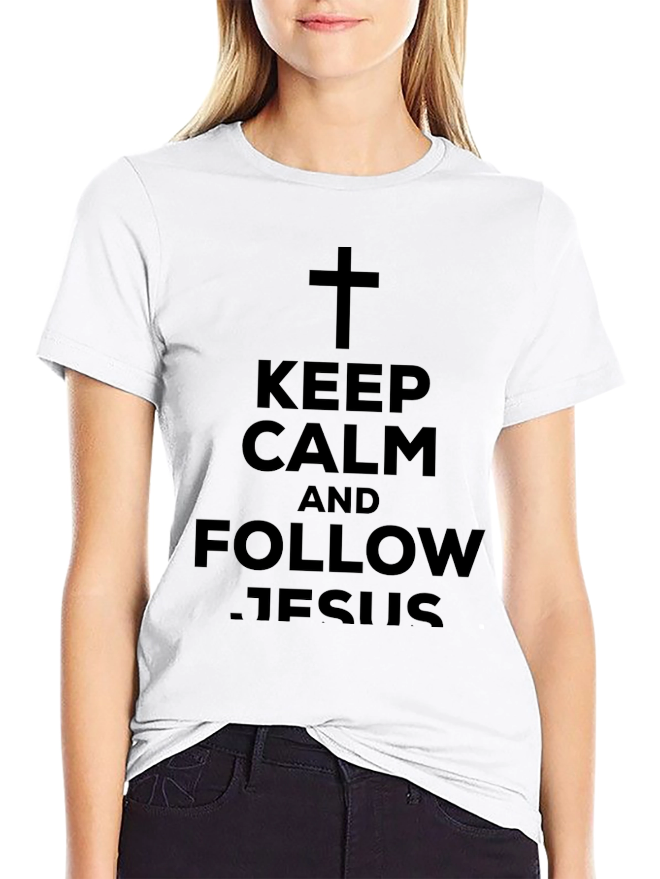 Keep Calm and Follow Jesus Black T-Shirt