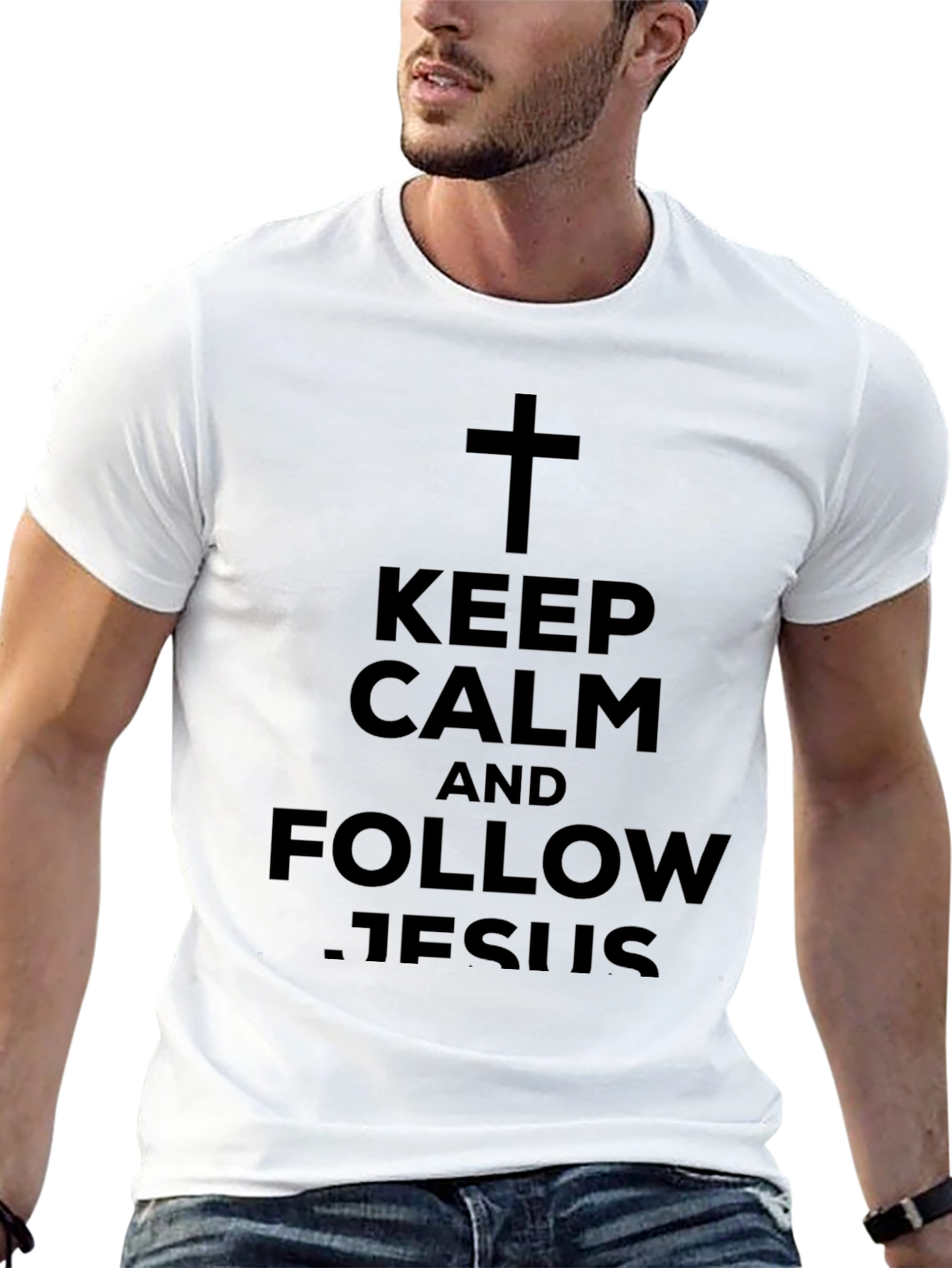 Keep Calm and Follow Jesus Black T-Shirt