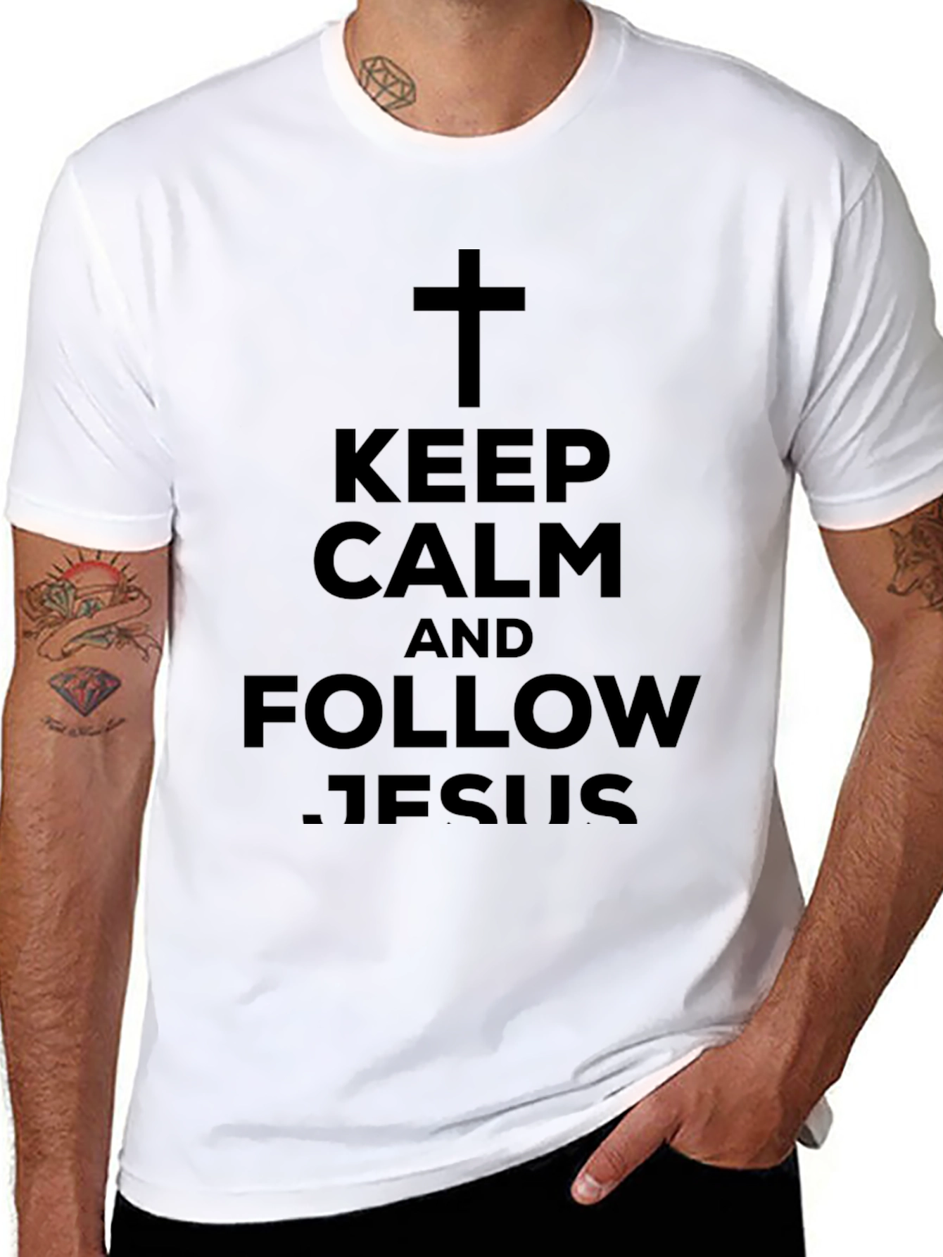 Keep Calm and Follow Jesus Black T-Shirt