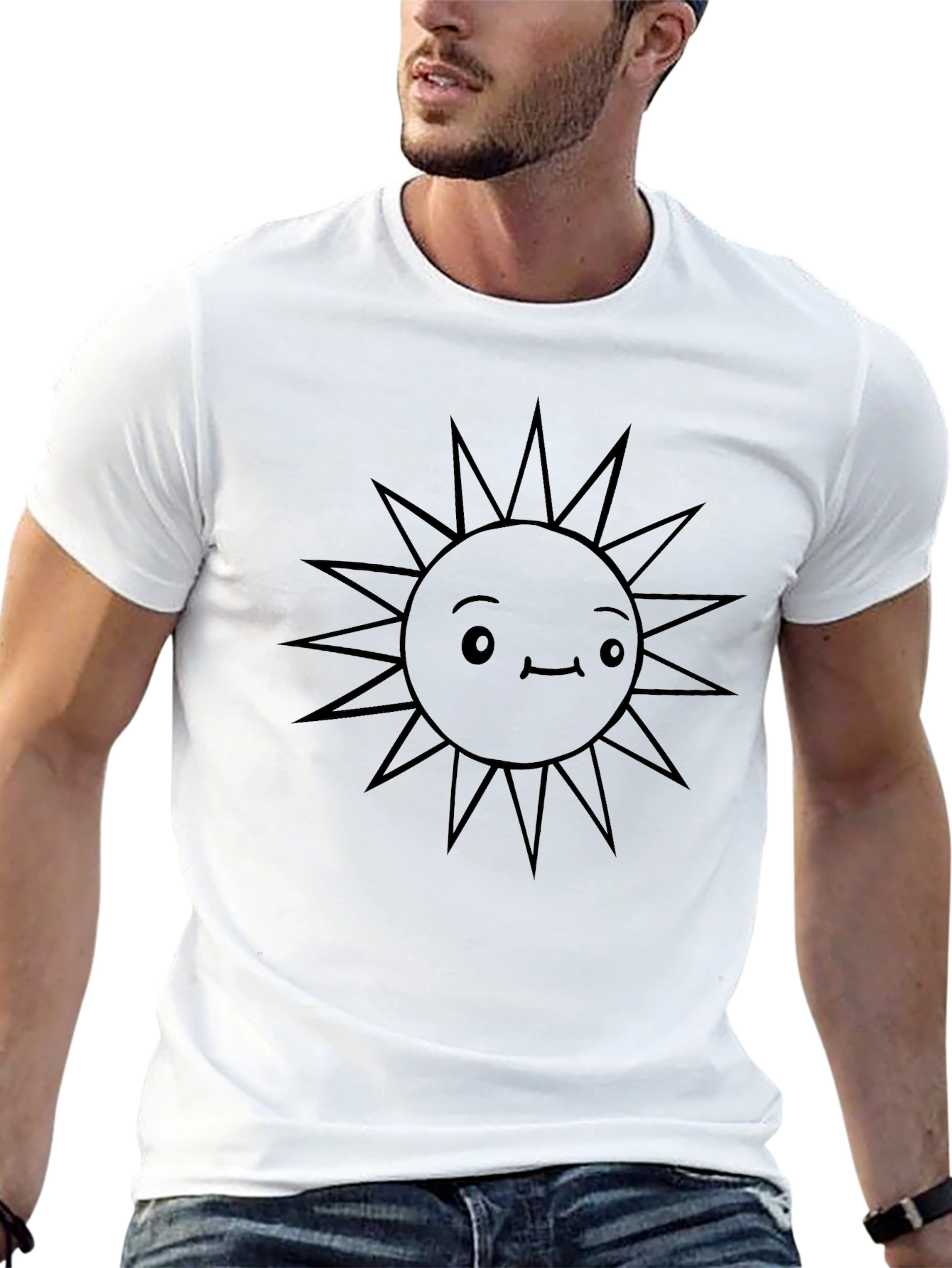 Cute Sun Graphic Black T-Shirt