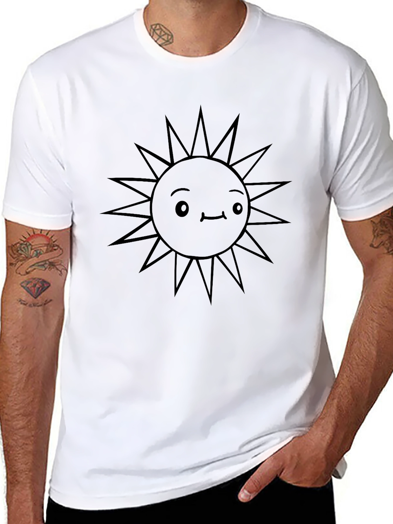 Cute Sun Graphic Black T-Shirt