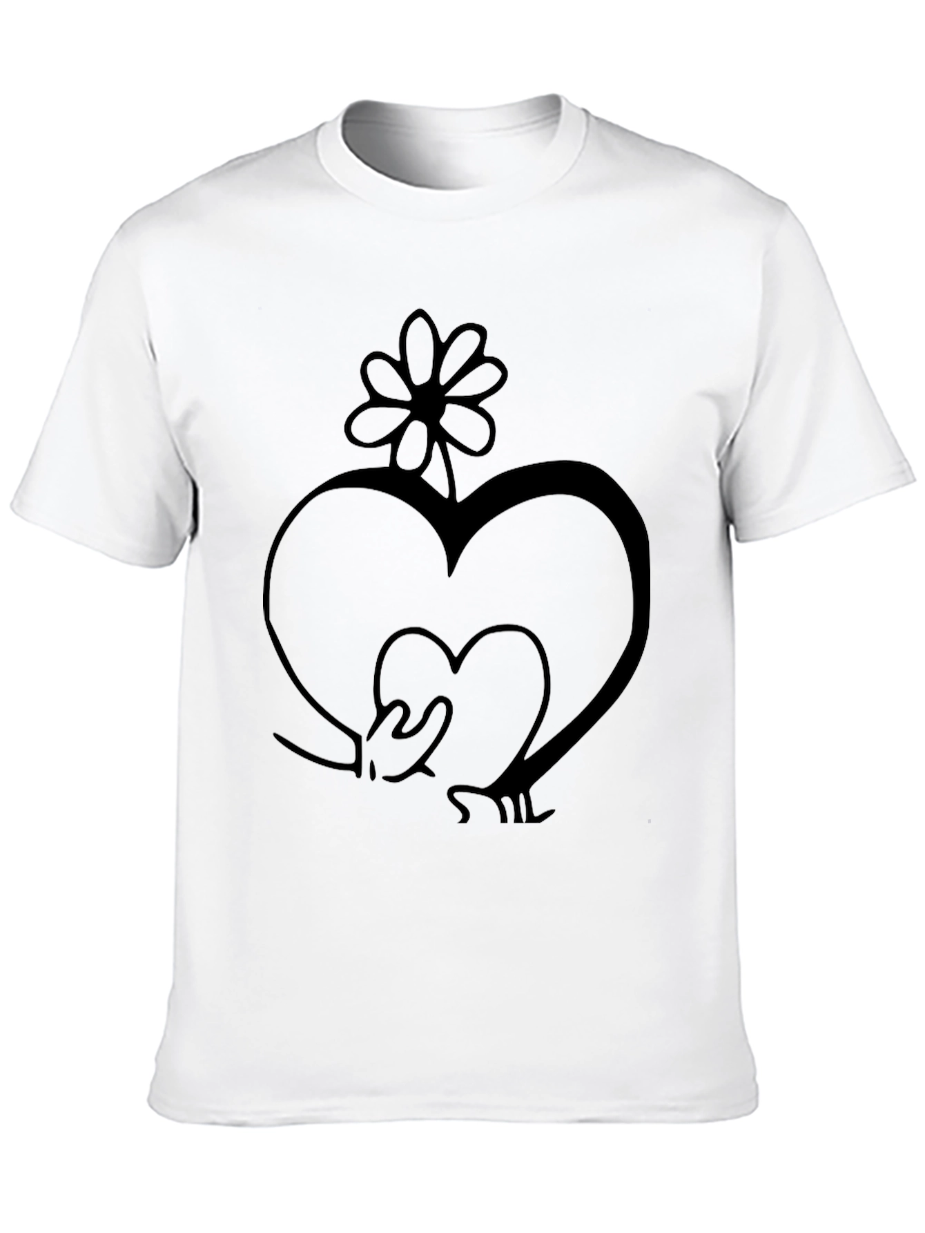 Heart Flower Graphic Tee - Stylish Black T-Shirt