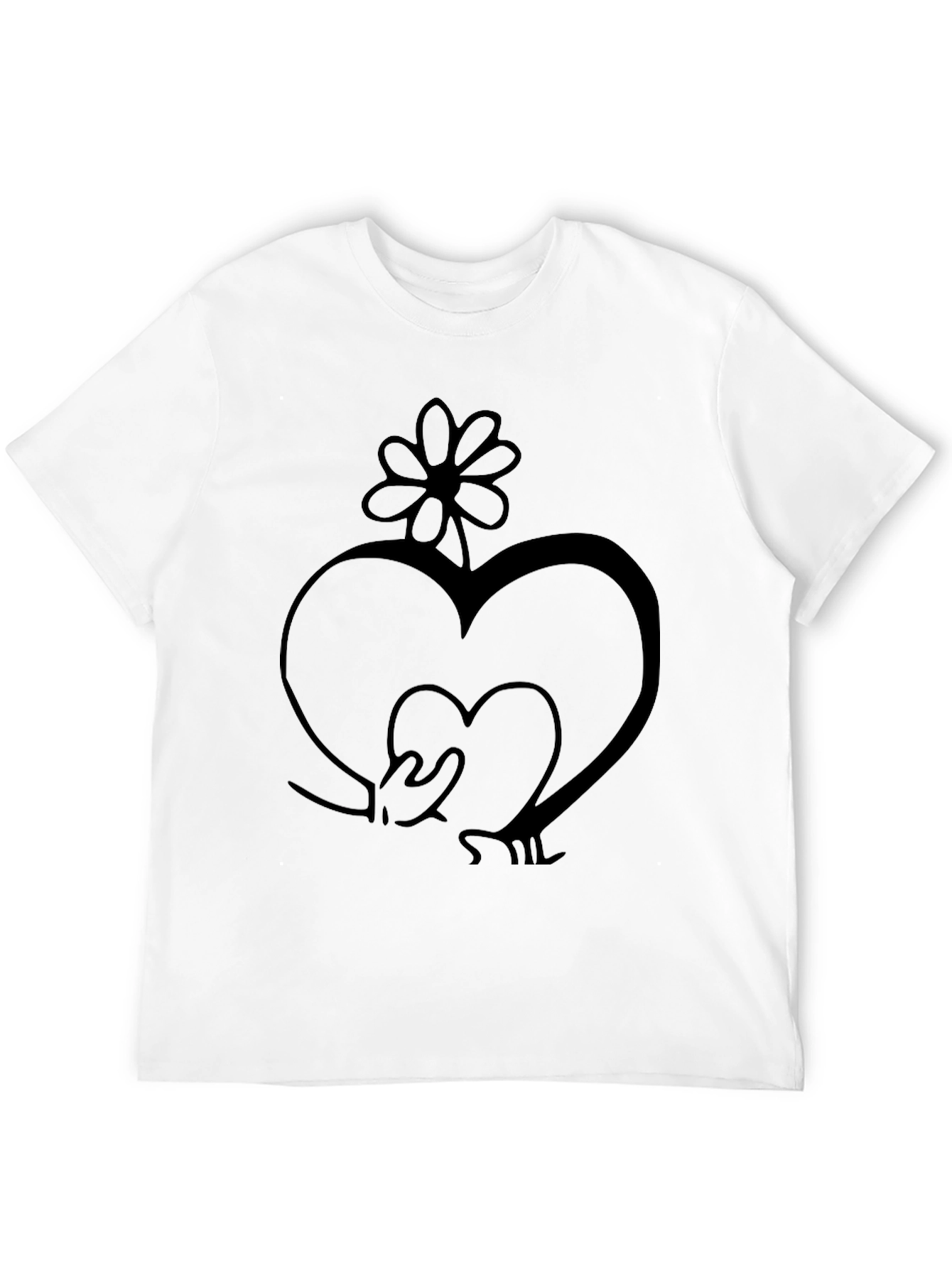 Heart Flower Graphic Tee - Stylish Black T-Shirt