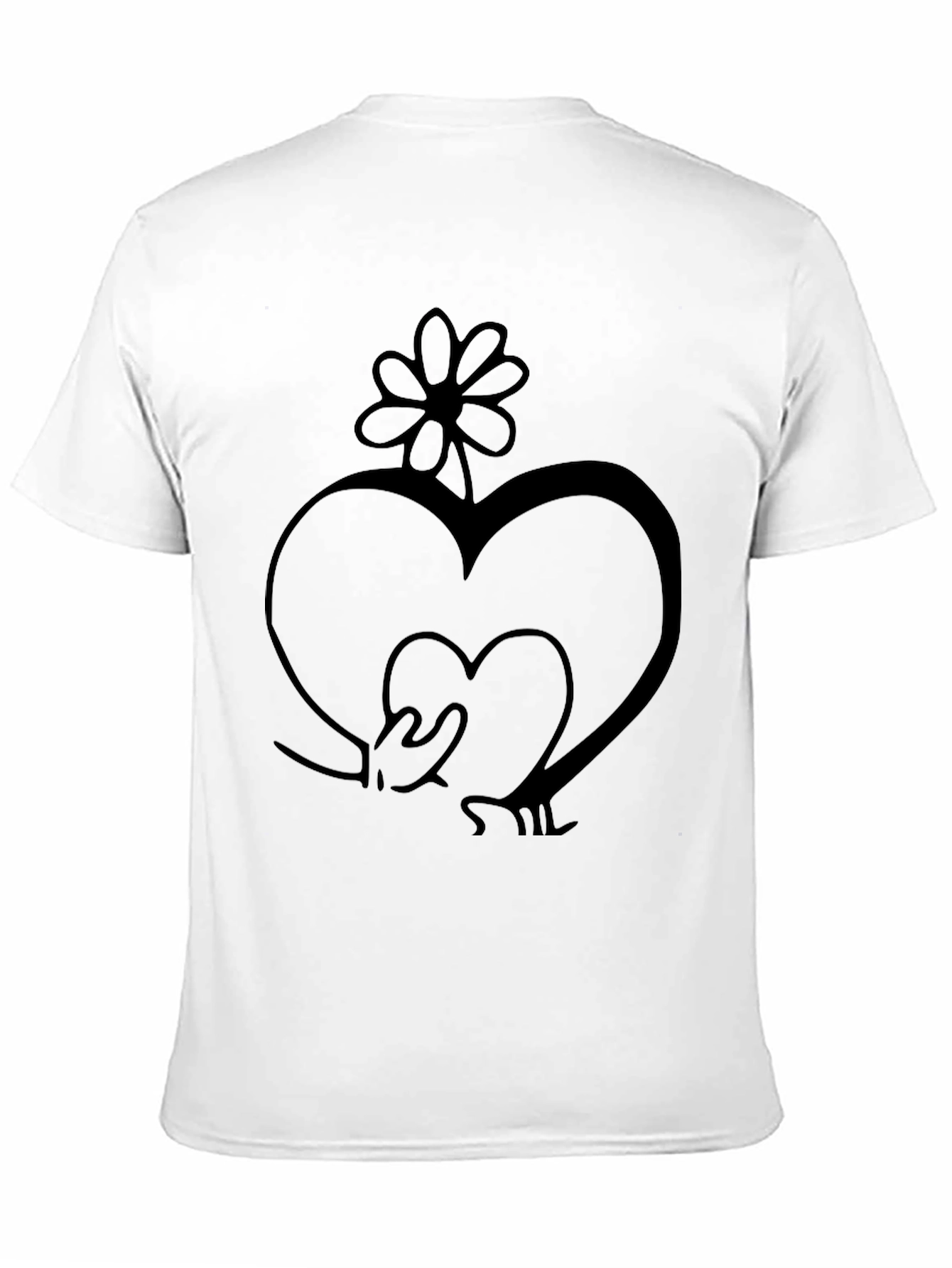 Heart Flower Graphic Tee - Stylish Black T-Shirt