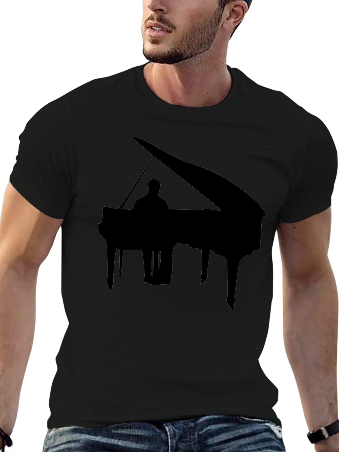 Piano Silhouette Black T-Shirt