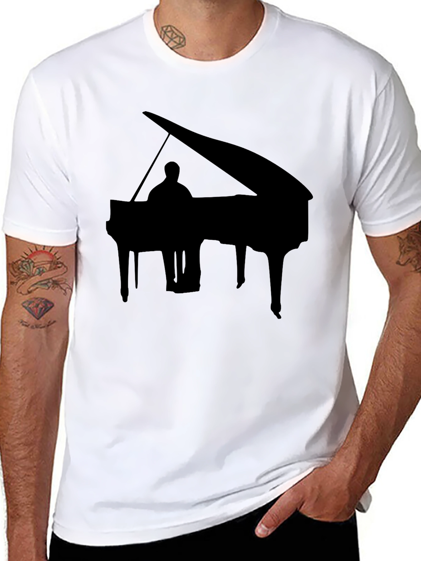 Piano Silhouette Black T-Shirt