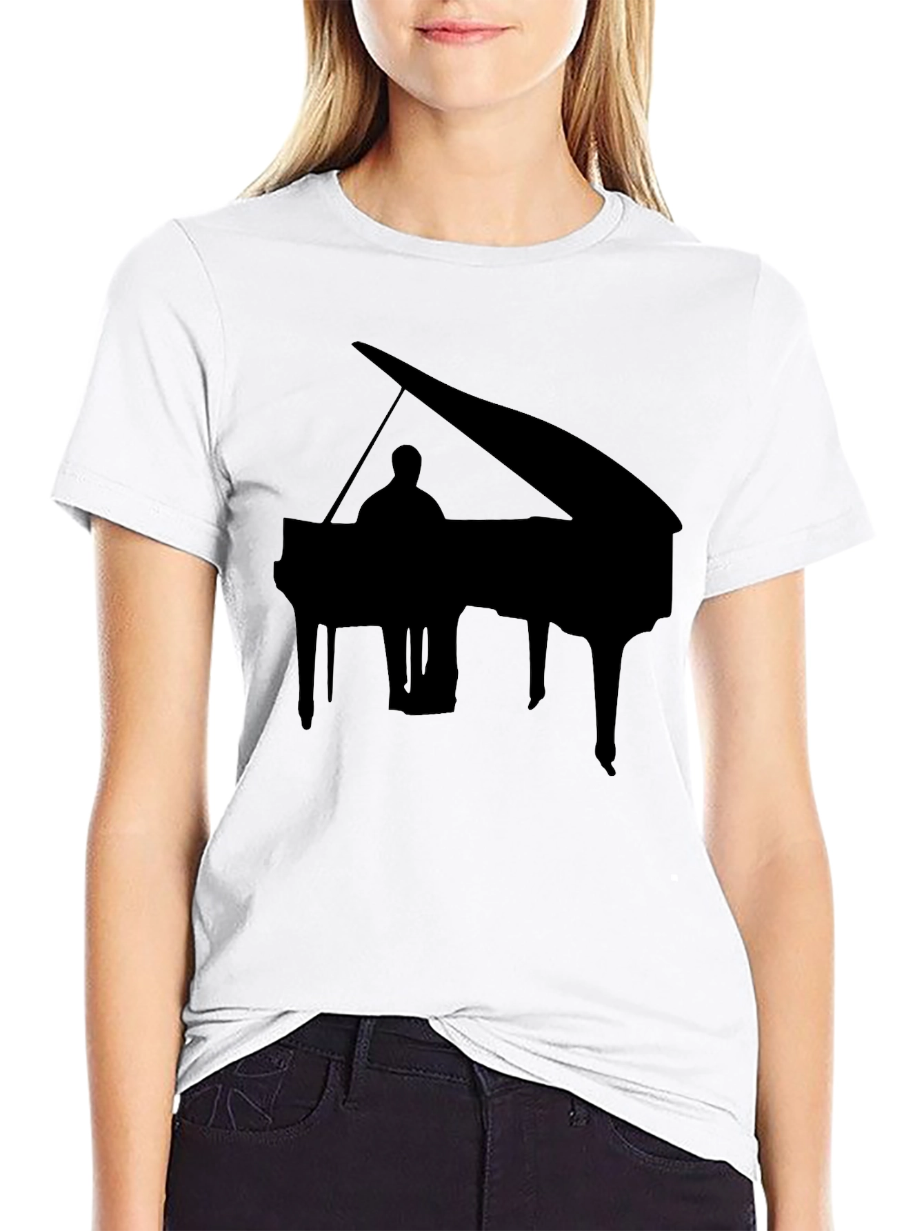 Piano Silhouette Black T-Shirt
