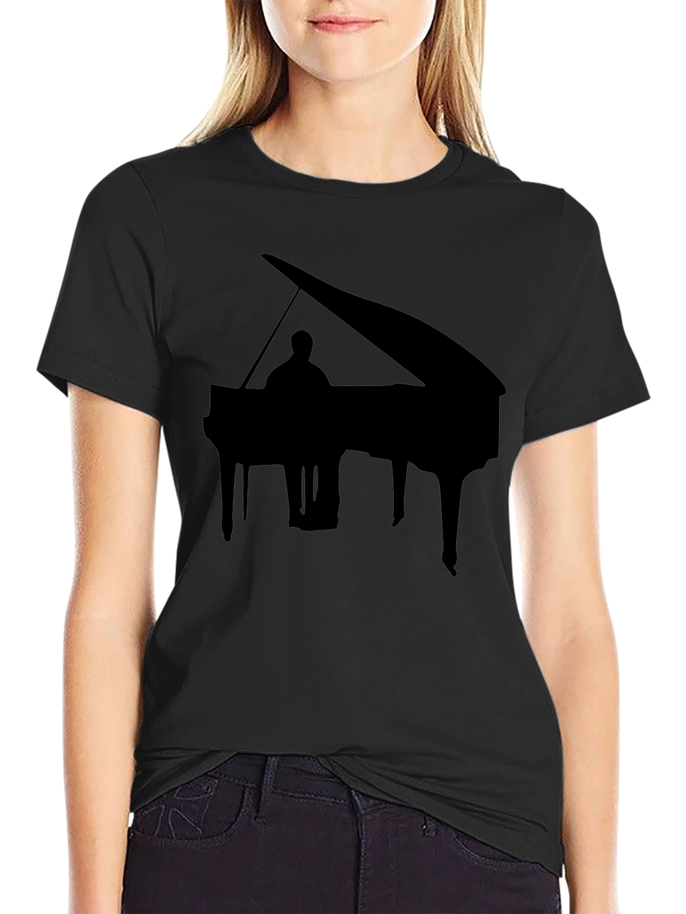 Piano Silhouette Black T-Shirt