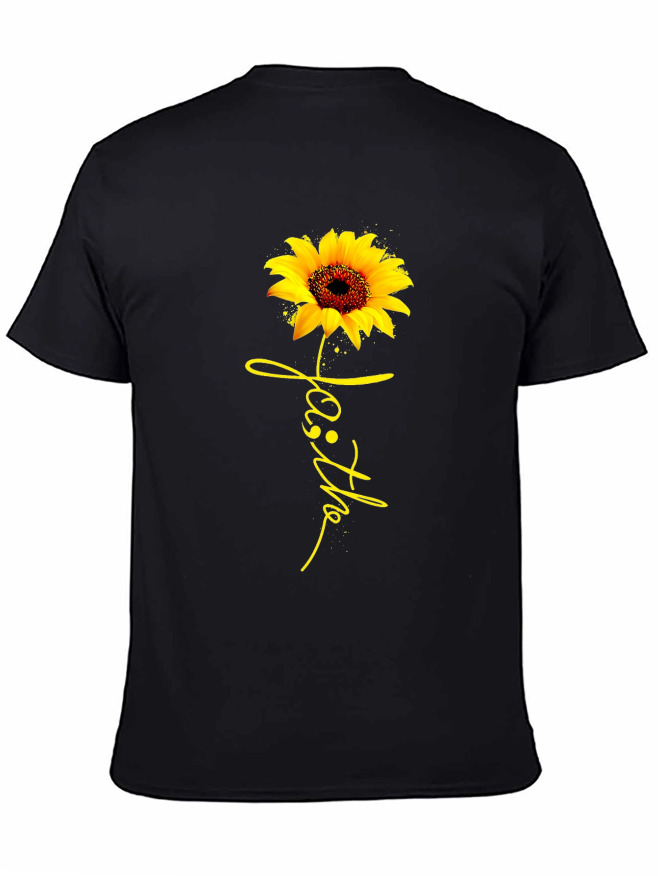 Faith Sunflower Graphic Tee - Black