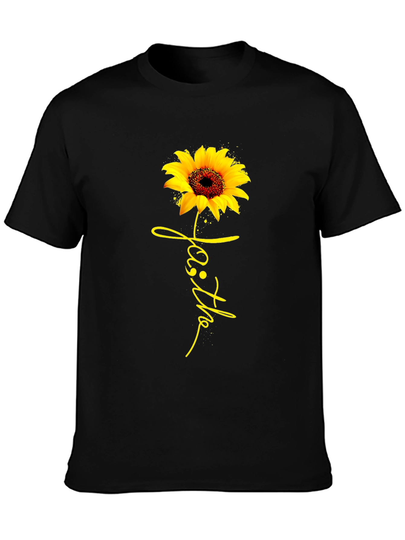 Faith Sunflower Graphic Tee - Black