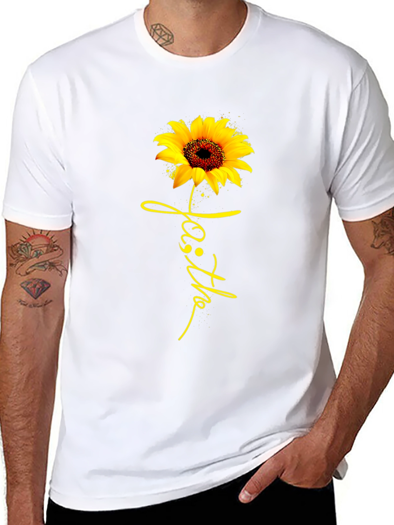 Faith Sunflower Graphic Tee - Black