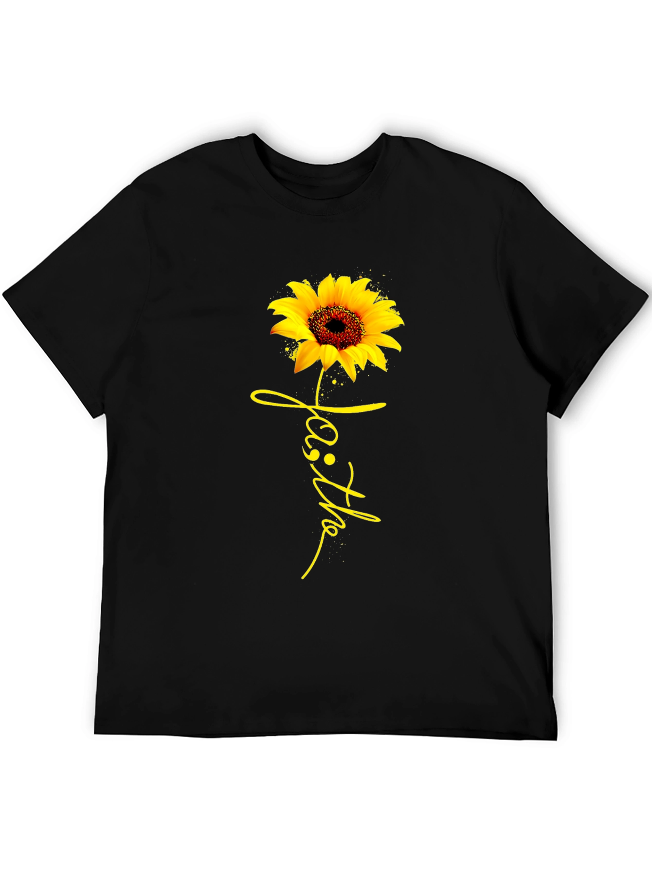 Faith Sunflower Graphic Tee - Black