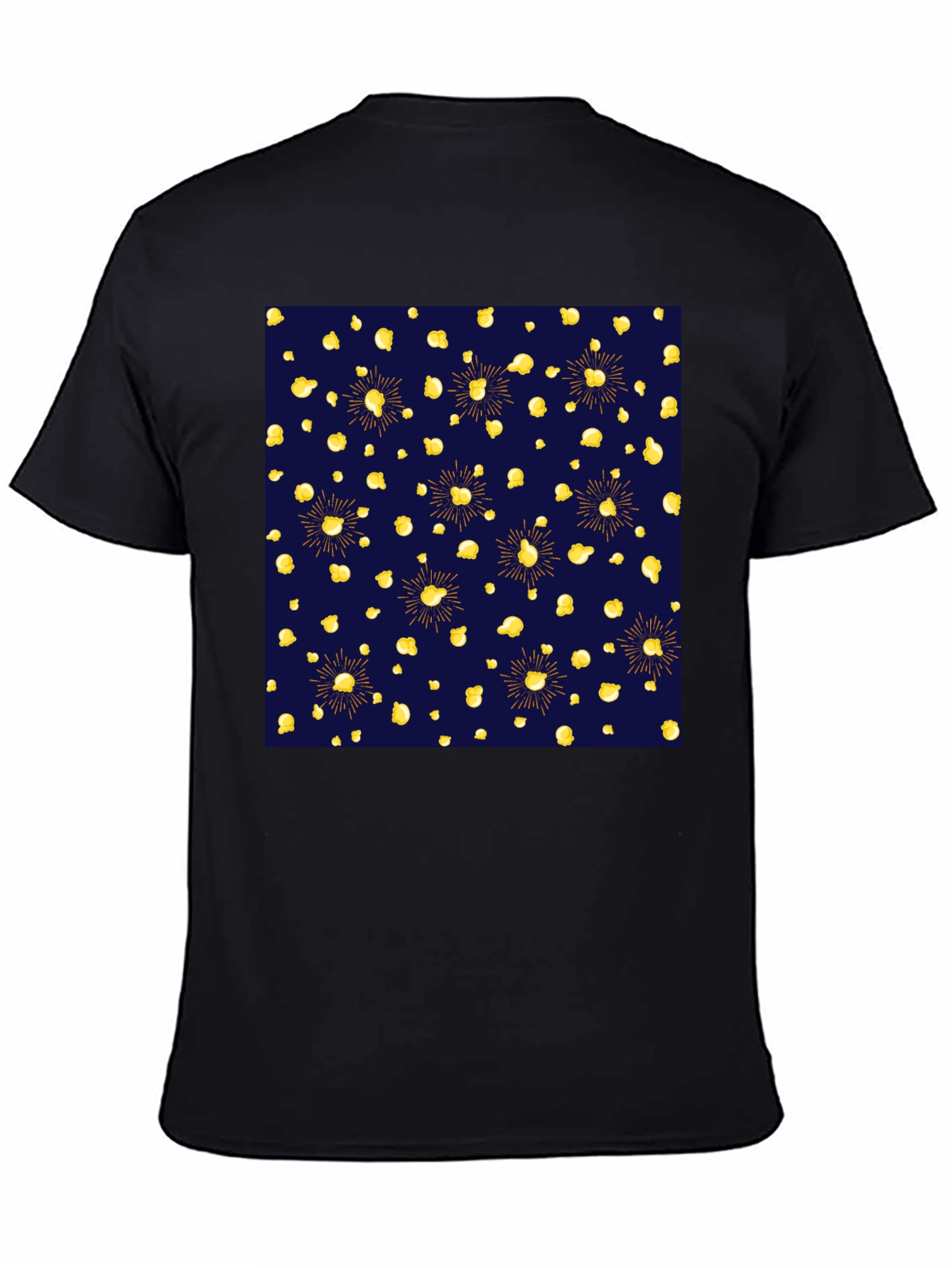 Stylish Black Tee with Unique Gold Pattern