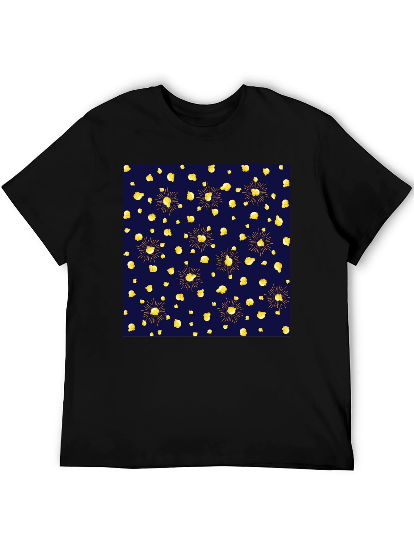 Stylish Black Tee with Unique Gold Pattern