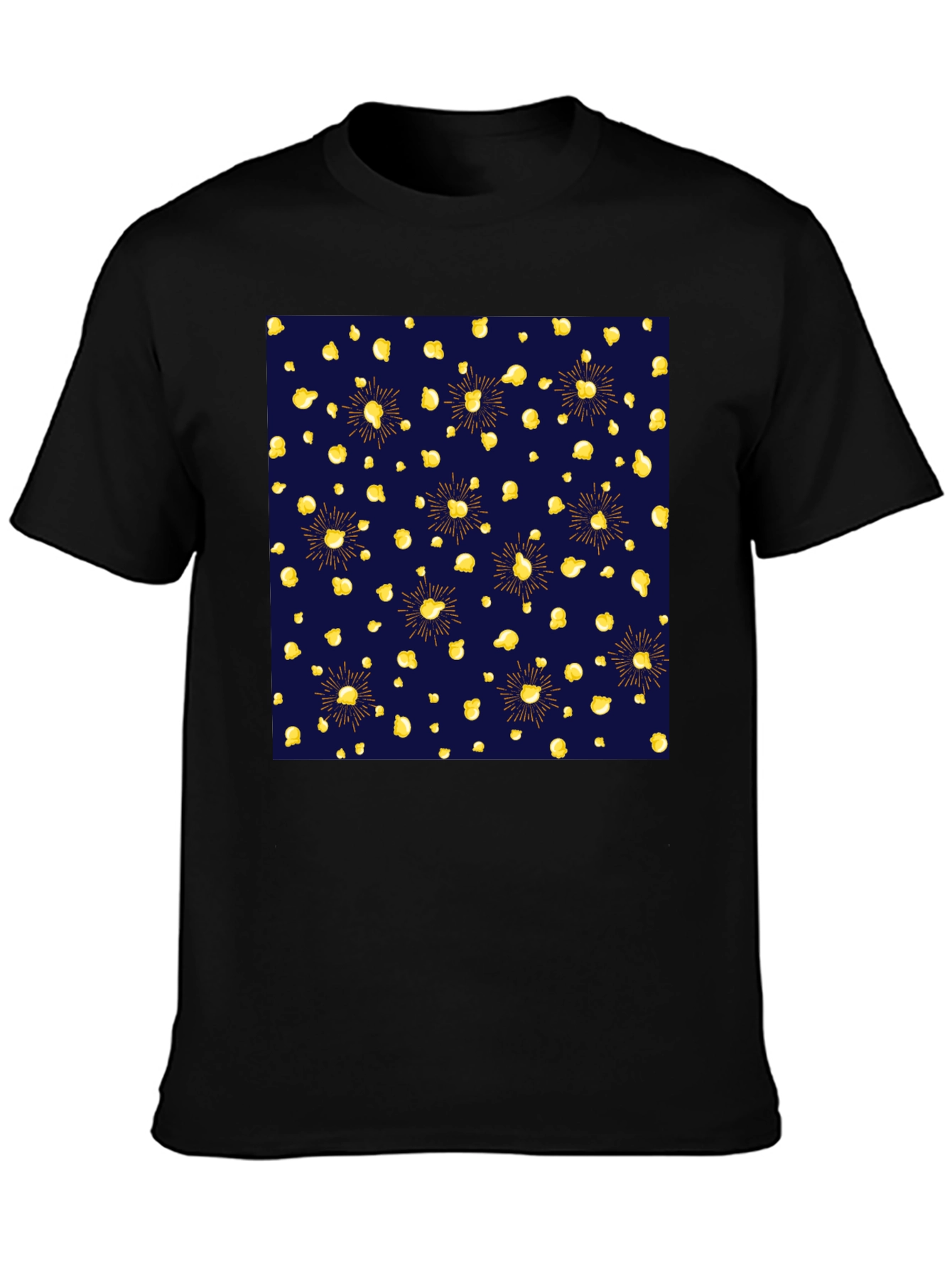 Stylish Black Tee with Unique Gold Pattern