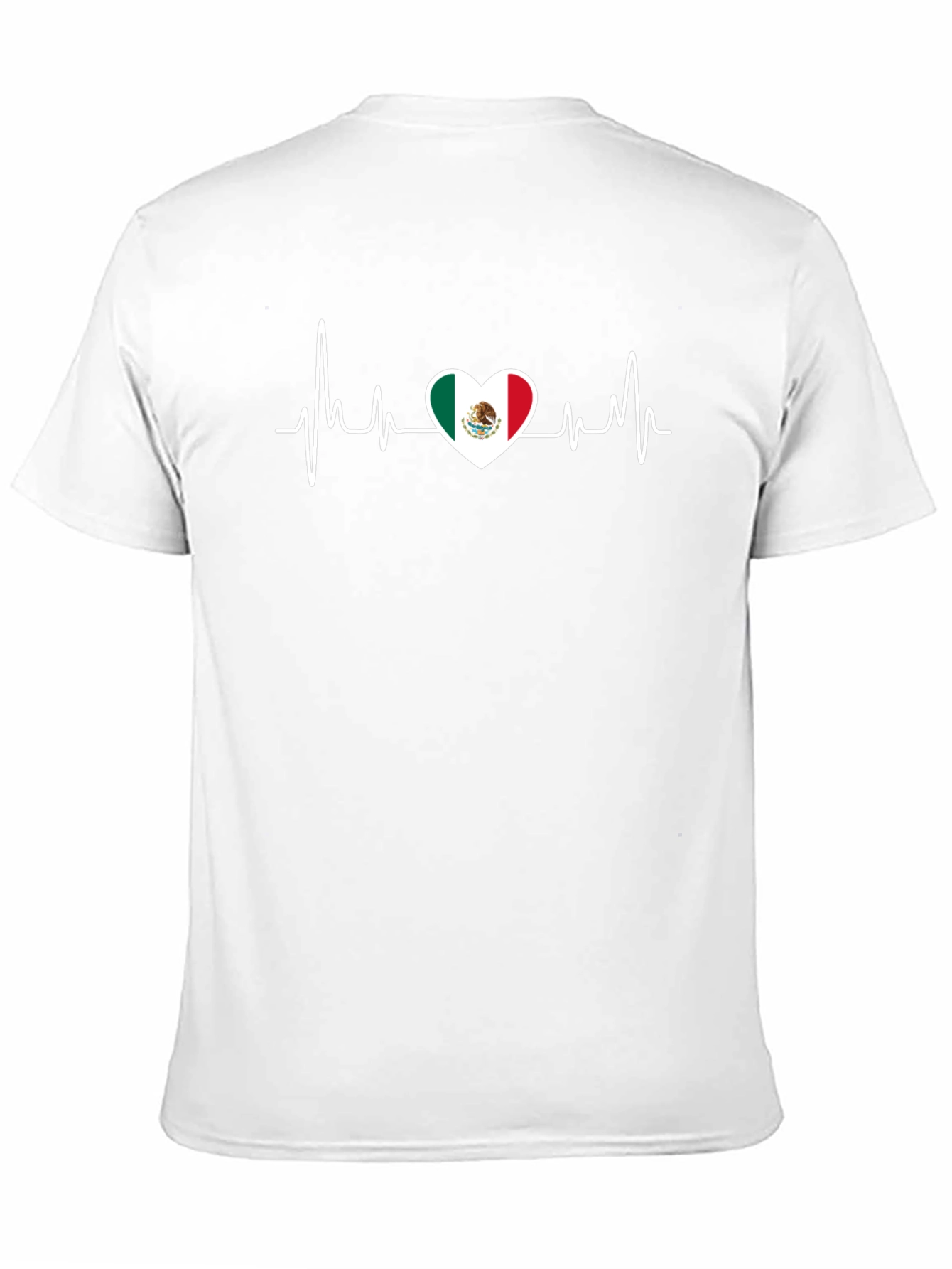 Mexico Flag Heartbeat Graphic Tee - Black Cotton T-Shirt