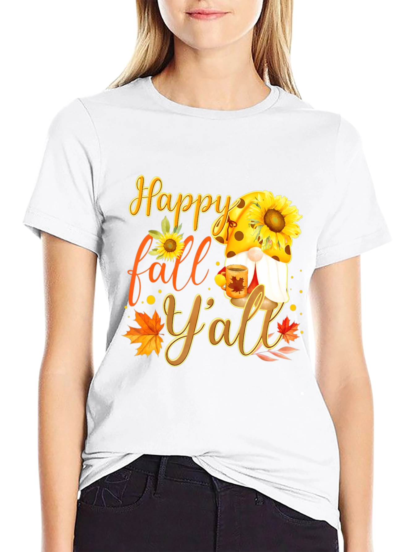 Happy Fall Yall T-Shirt with Gnome and Sunflower