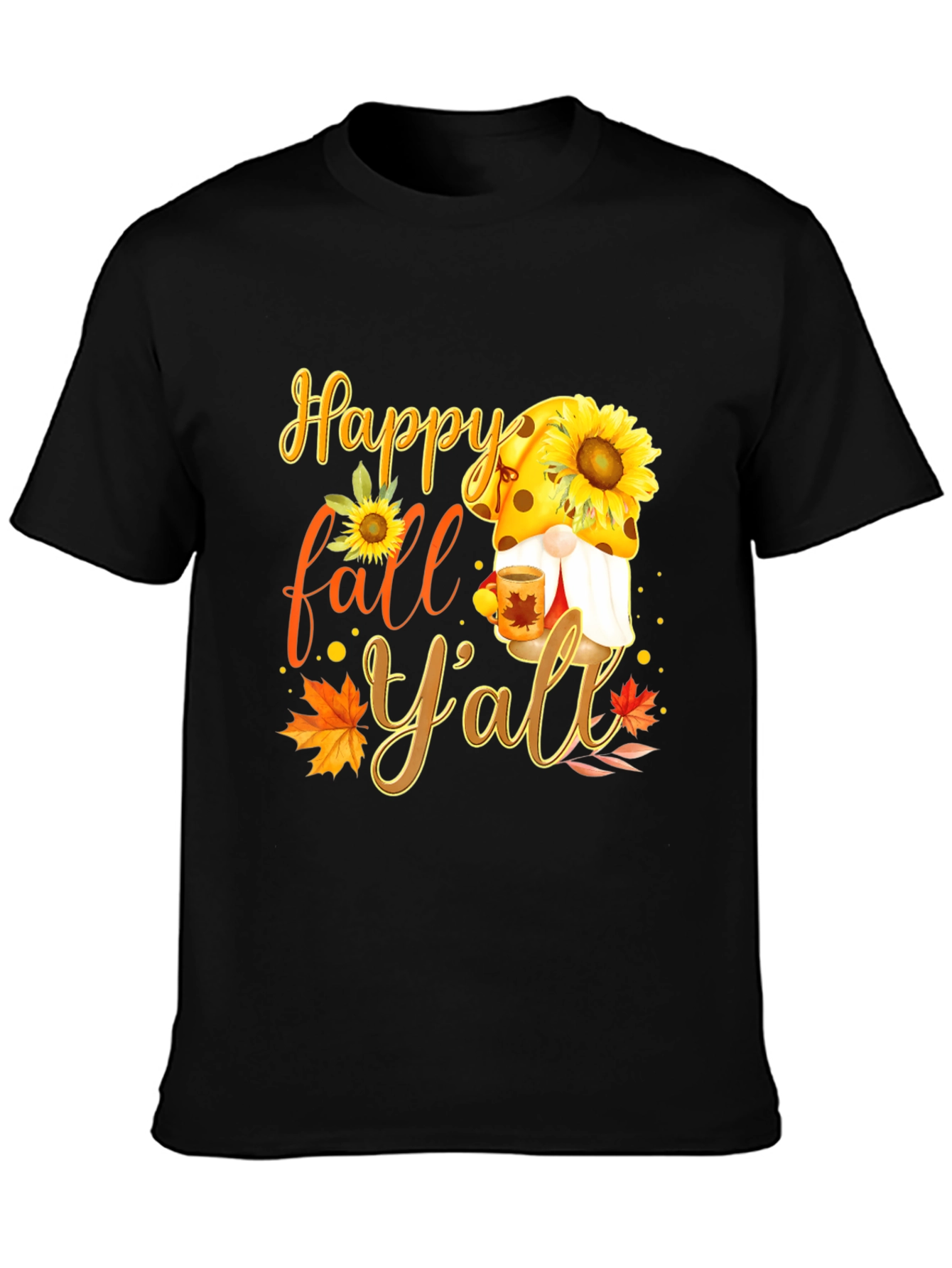Happy Fall Yall T-Shirt with Gnome and Sunflower