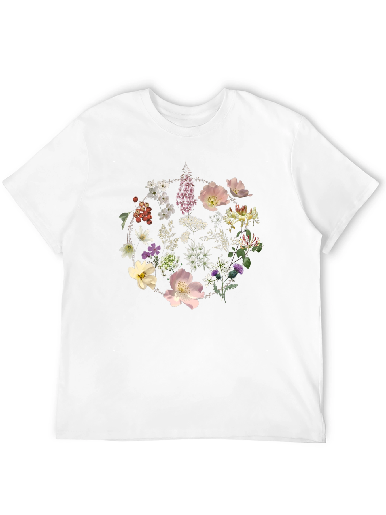Floral Circle Graphic Tee - Stylish Black T-Shirt