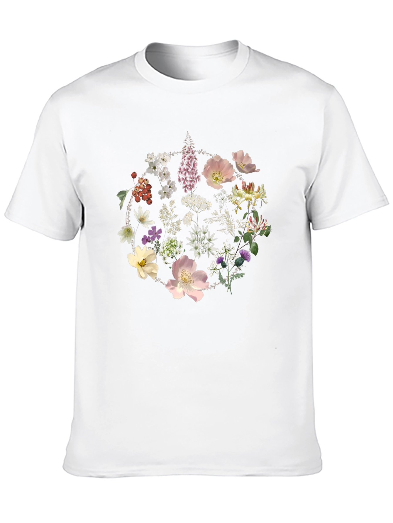 Floral Circle Graphic Tee - Stylish Black T-Shirt