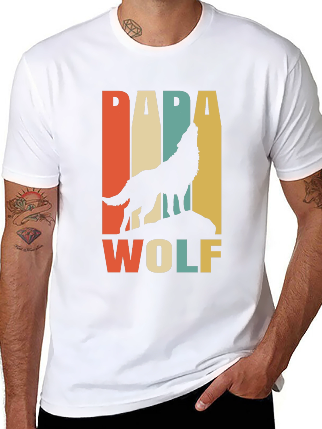 Retro Papa Wolf Graphic Tee - Fathers Day Gift