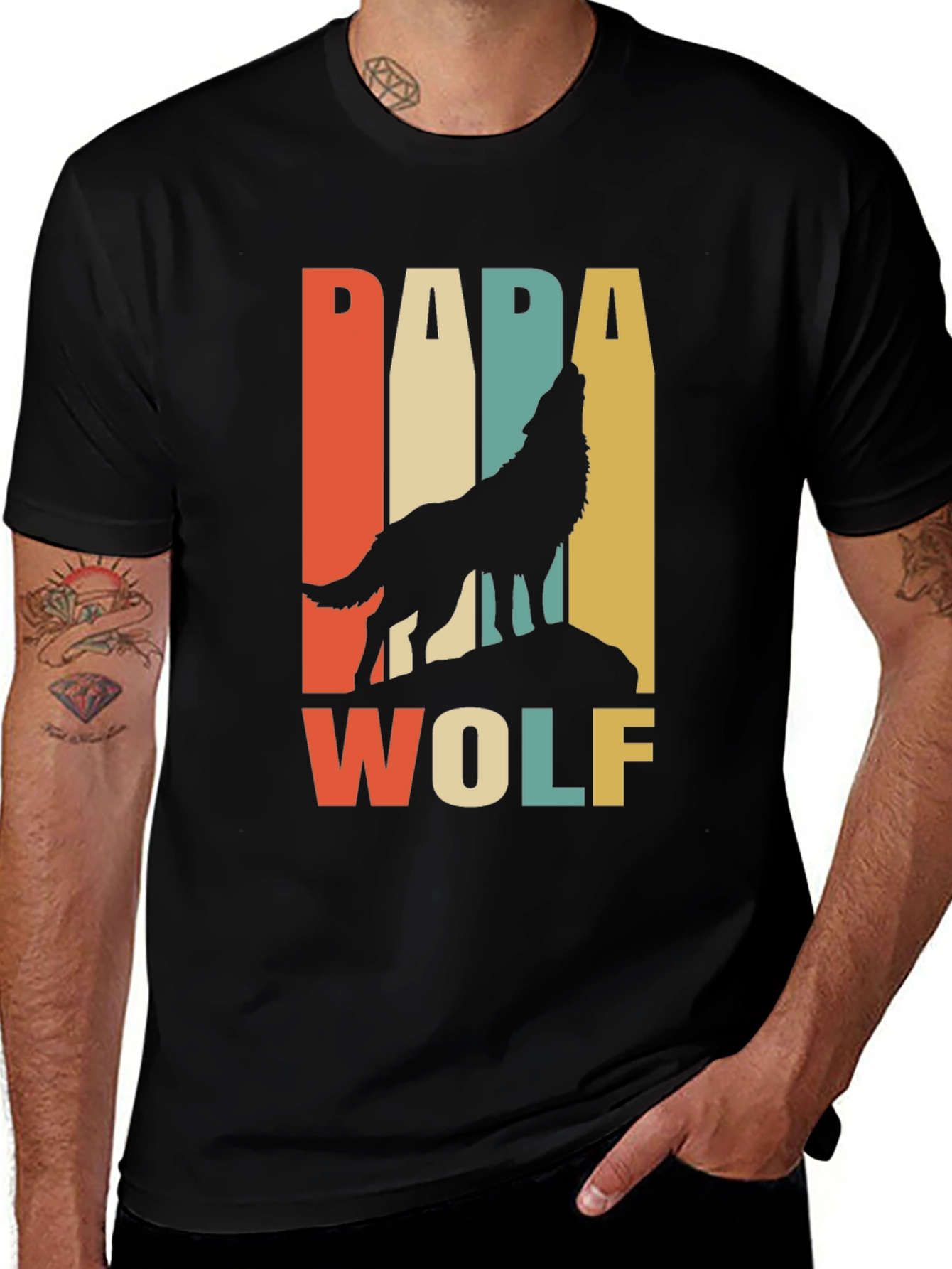 Retro Papa Wolf Graphic Tee - Fathers Day Gift
