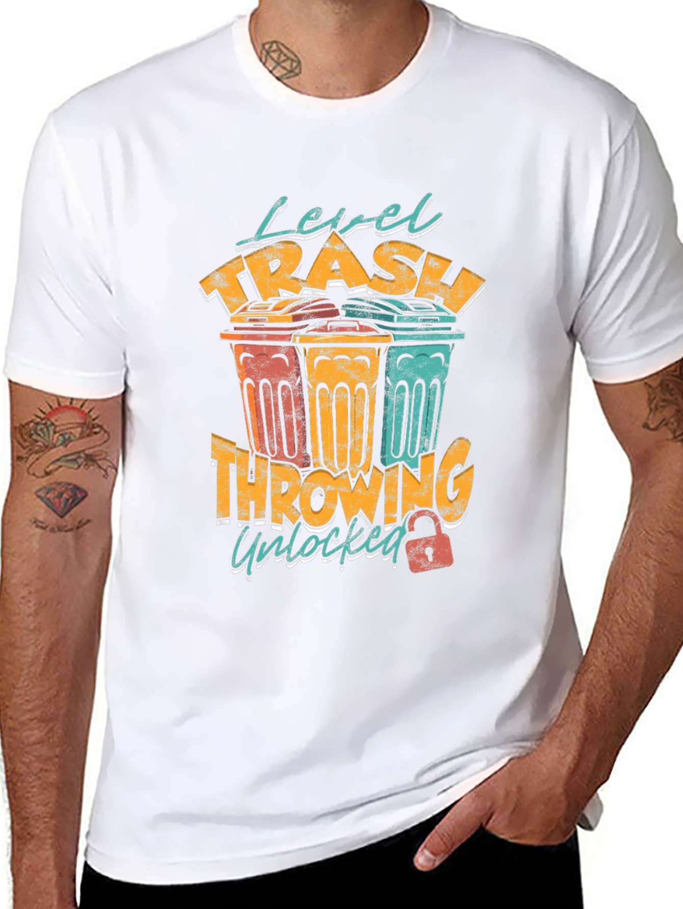 Level Trash Throwing Unlocked Mens Graphic Tee