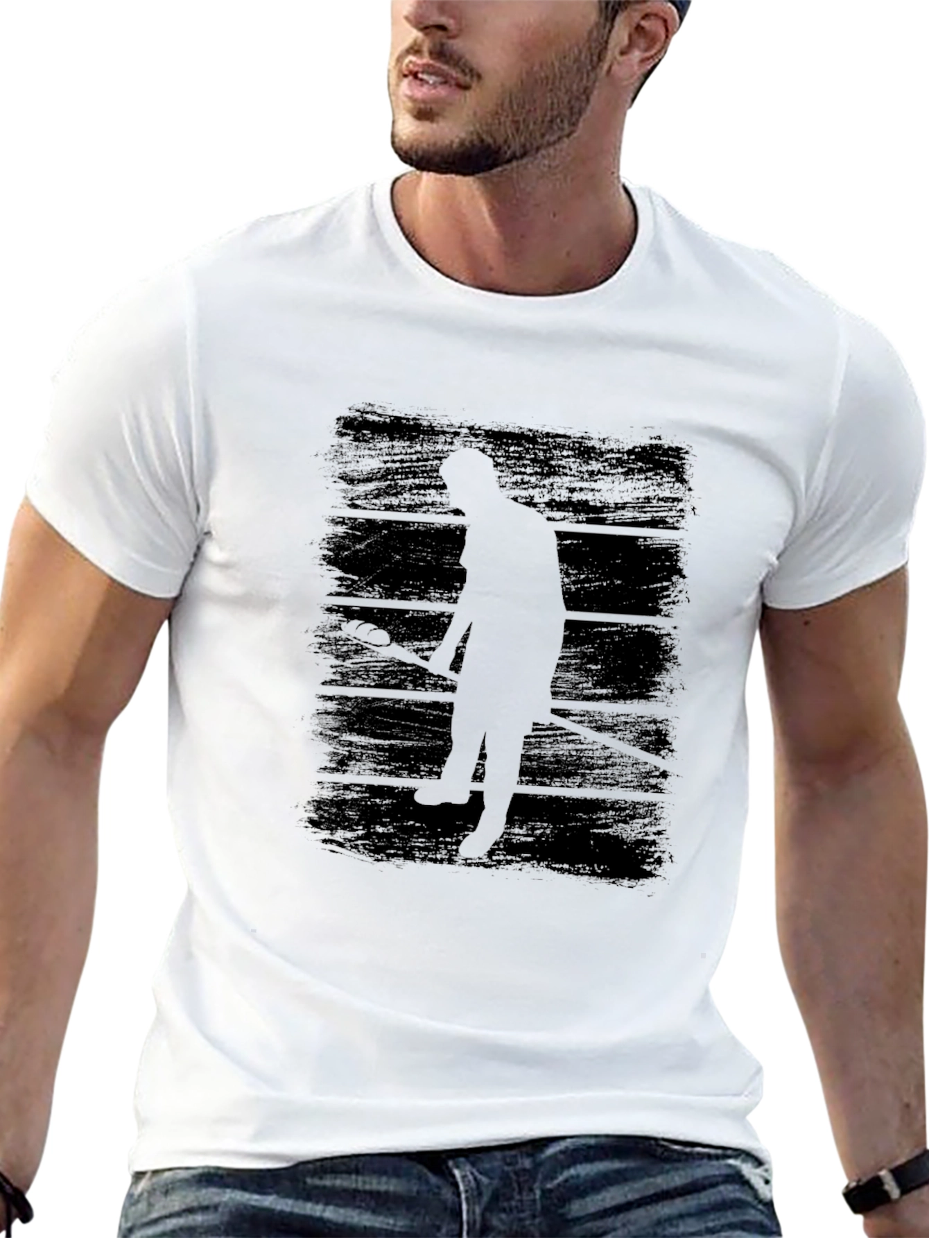 Lacrosse Player Silhouette Black Graphic Tee