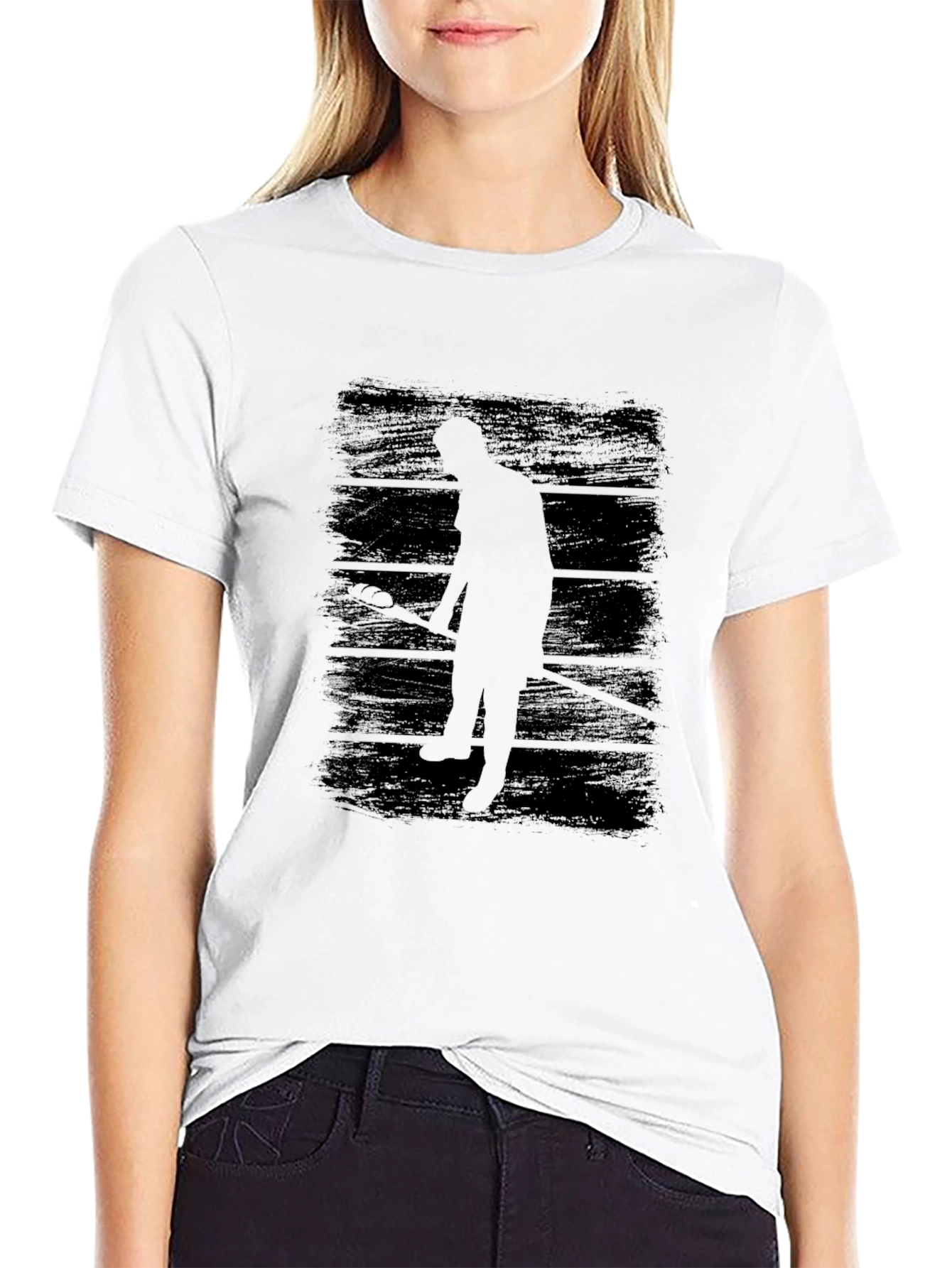 Lacrosse Player Silhouette Black Graphic Tee