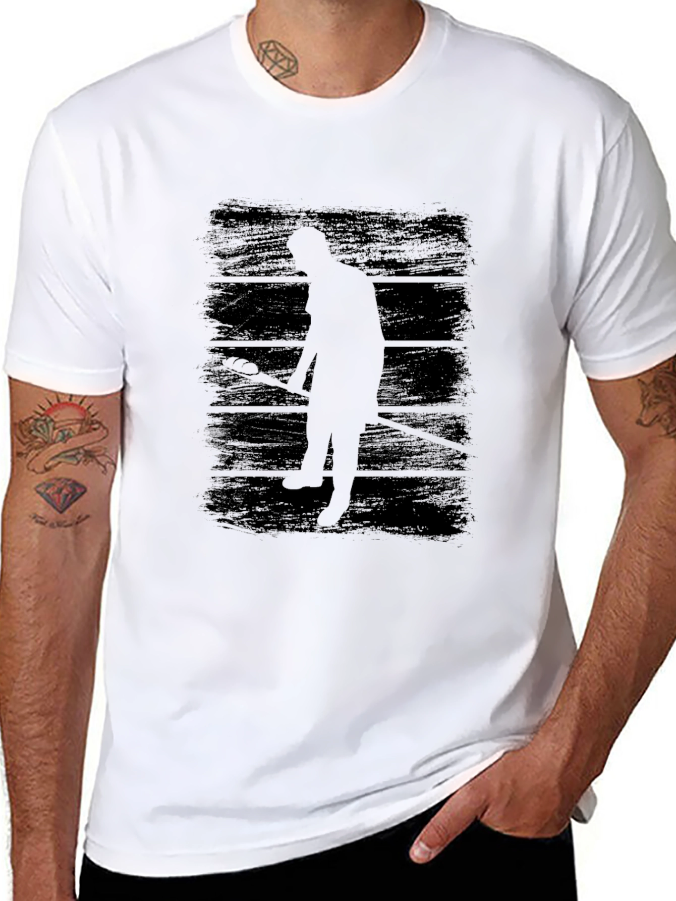 Lacrosse Player Silhouette Black Graphic Tee