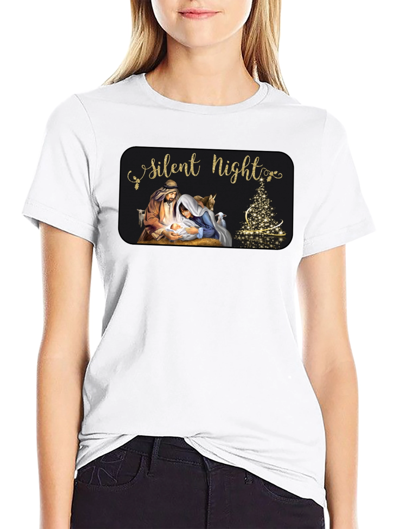 Silent Night Nativity Scene Christmas T-Shirt