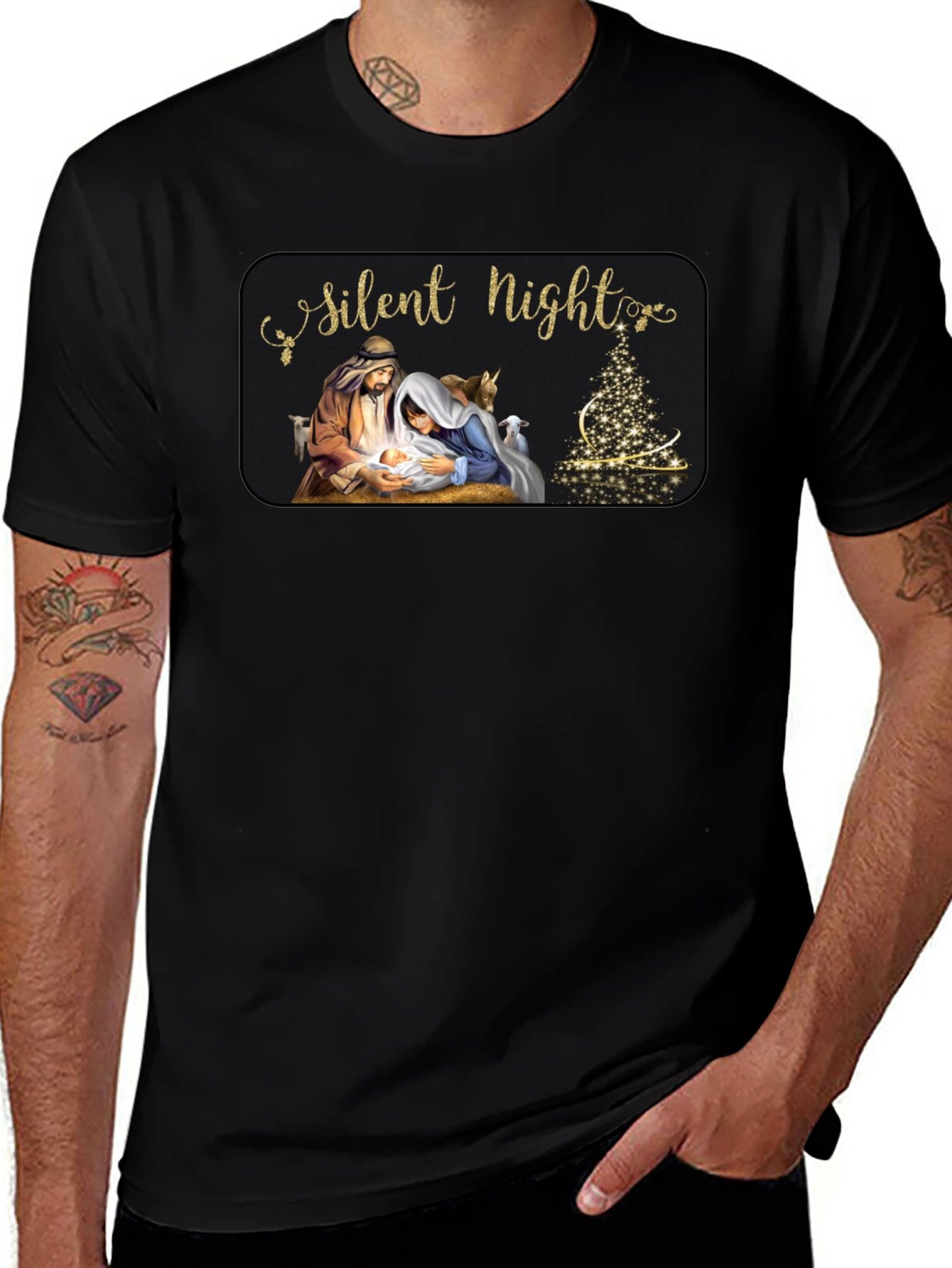 Silent Night Nativity Scene Christmas T-Shirt