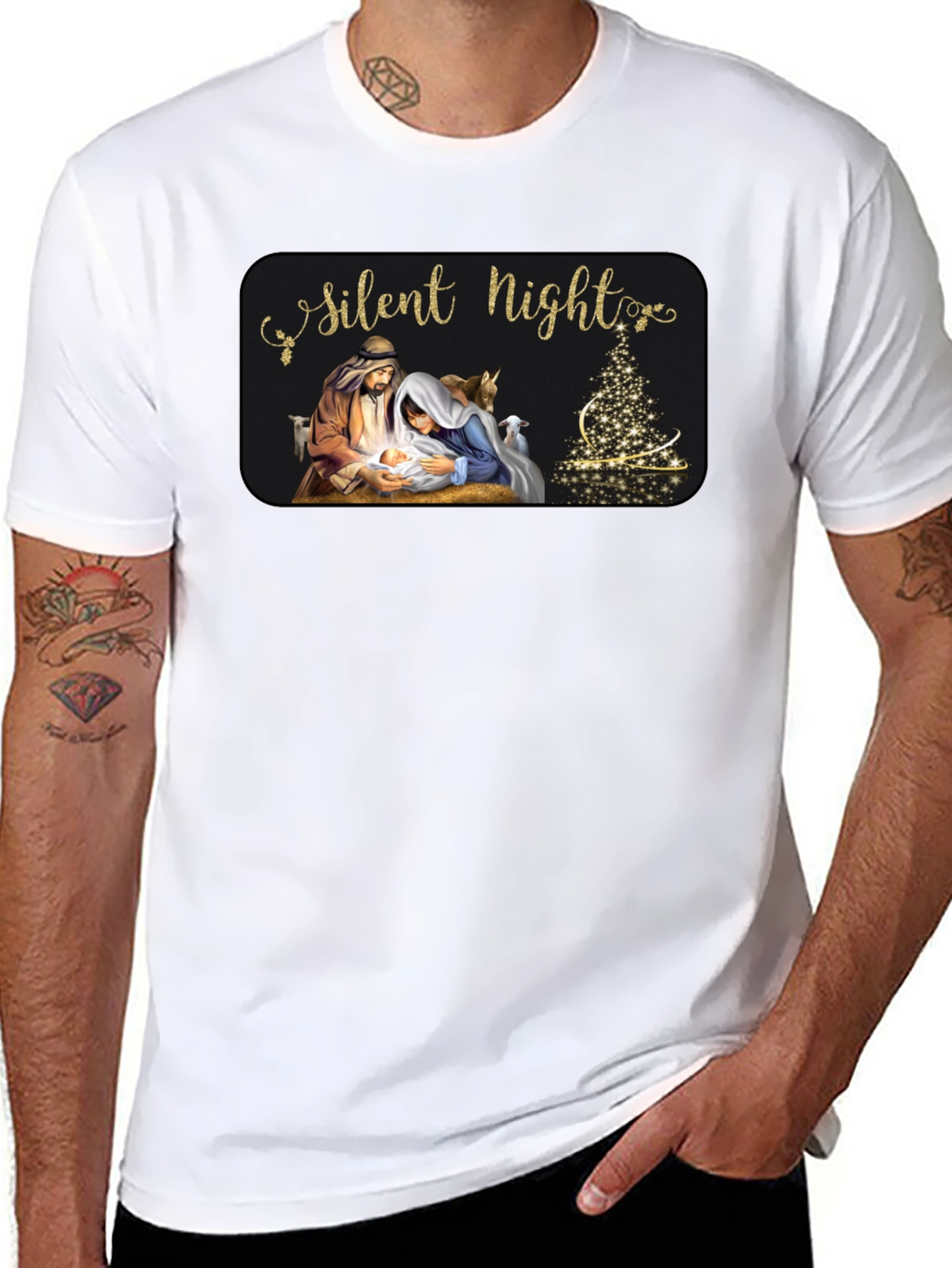 Silent Night Nativity Scene Christmas T-Shirt