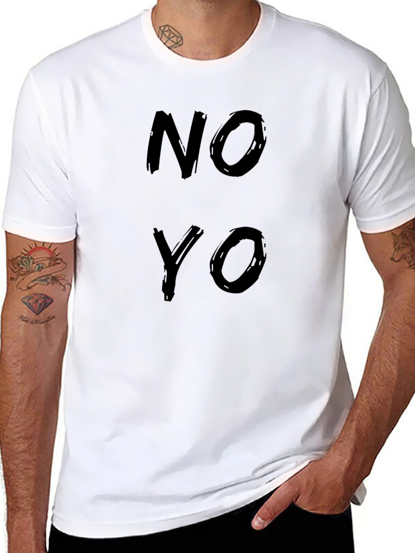 NO YO Graphic Tee - Black Cotton Casual Shirt