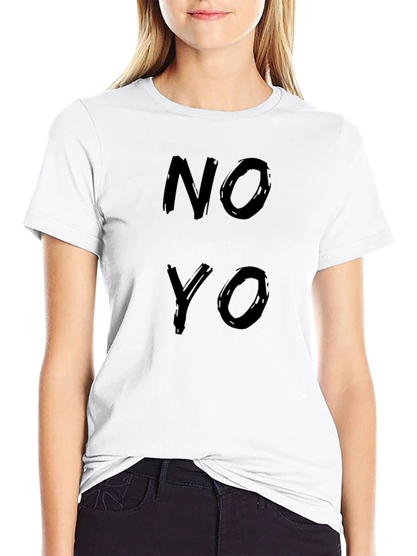 NO YO Graphic Tee - Black Cotton Casual Shirt
