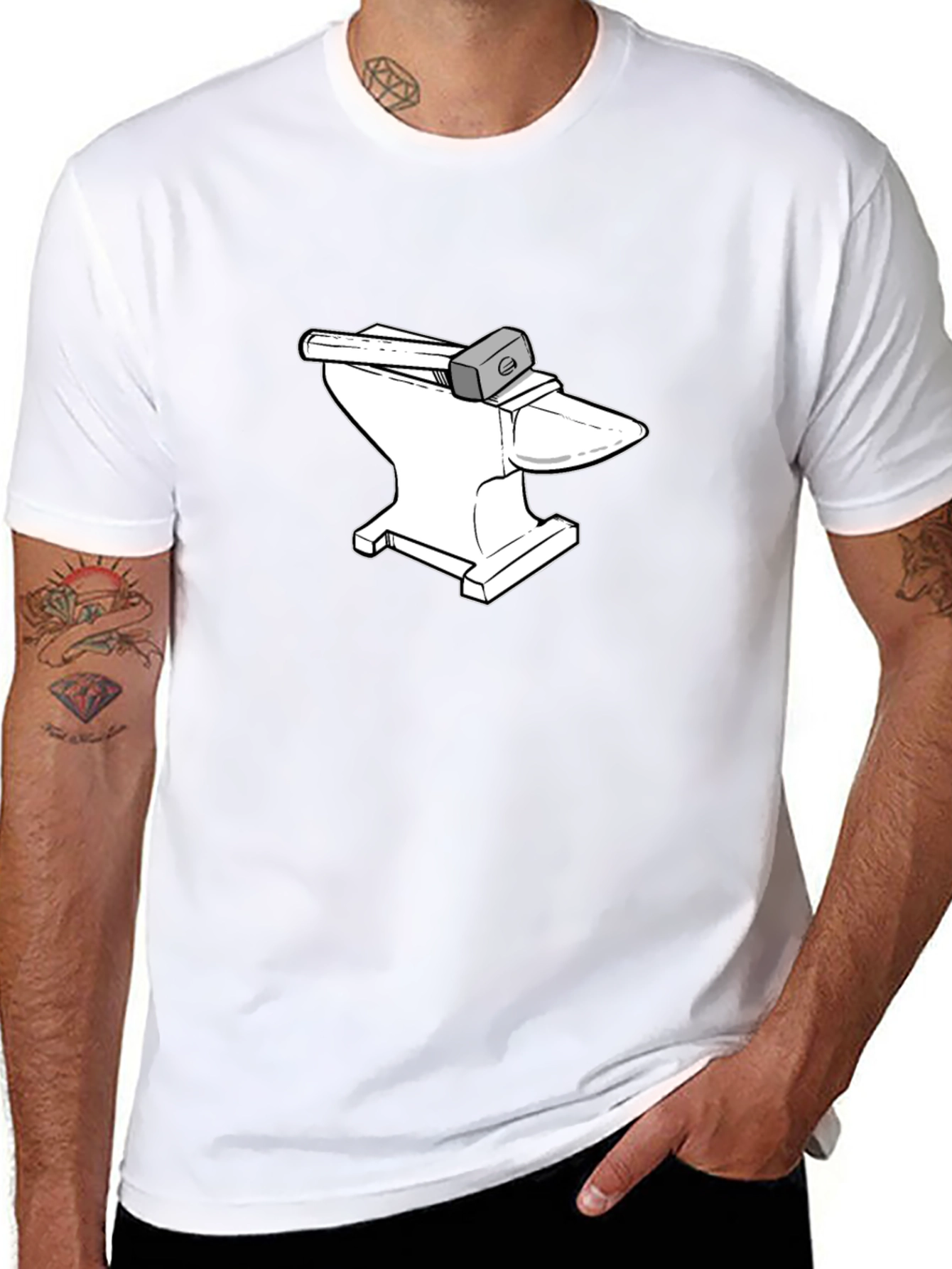 Anvil and Hammer Graphic Tee - Black Cotton T-Shirt