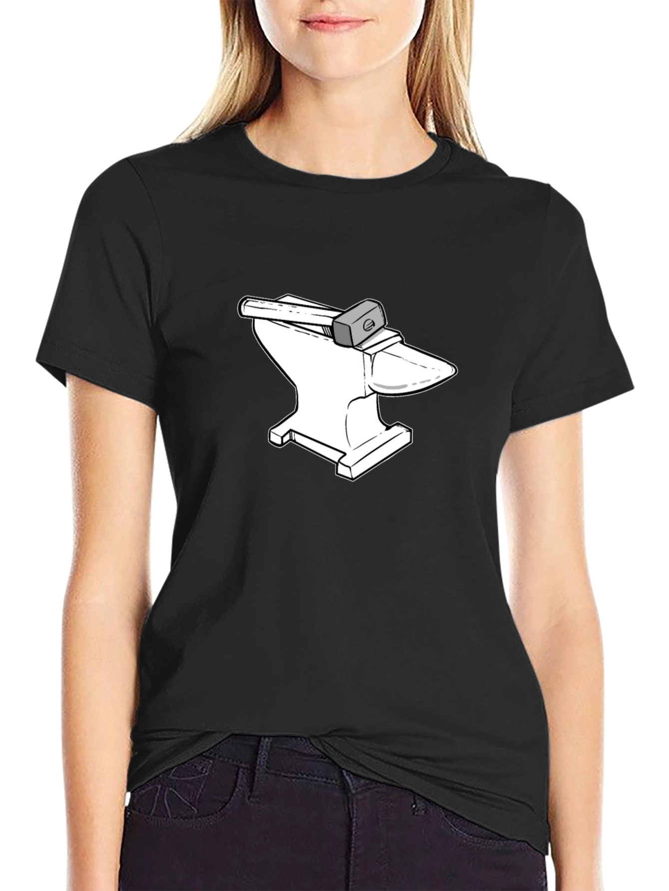 Anvil and Hammer Graphic Tee - Black Cotton T-Shirt