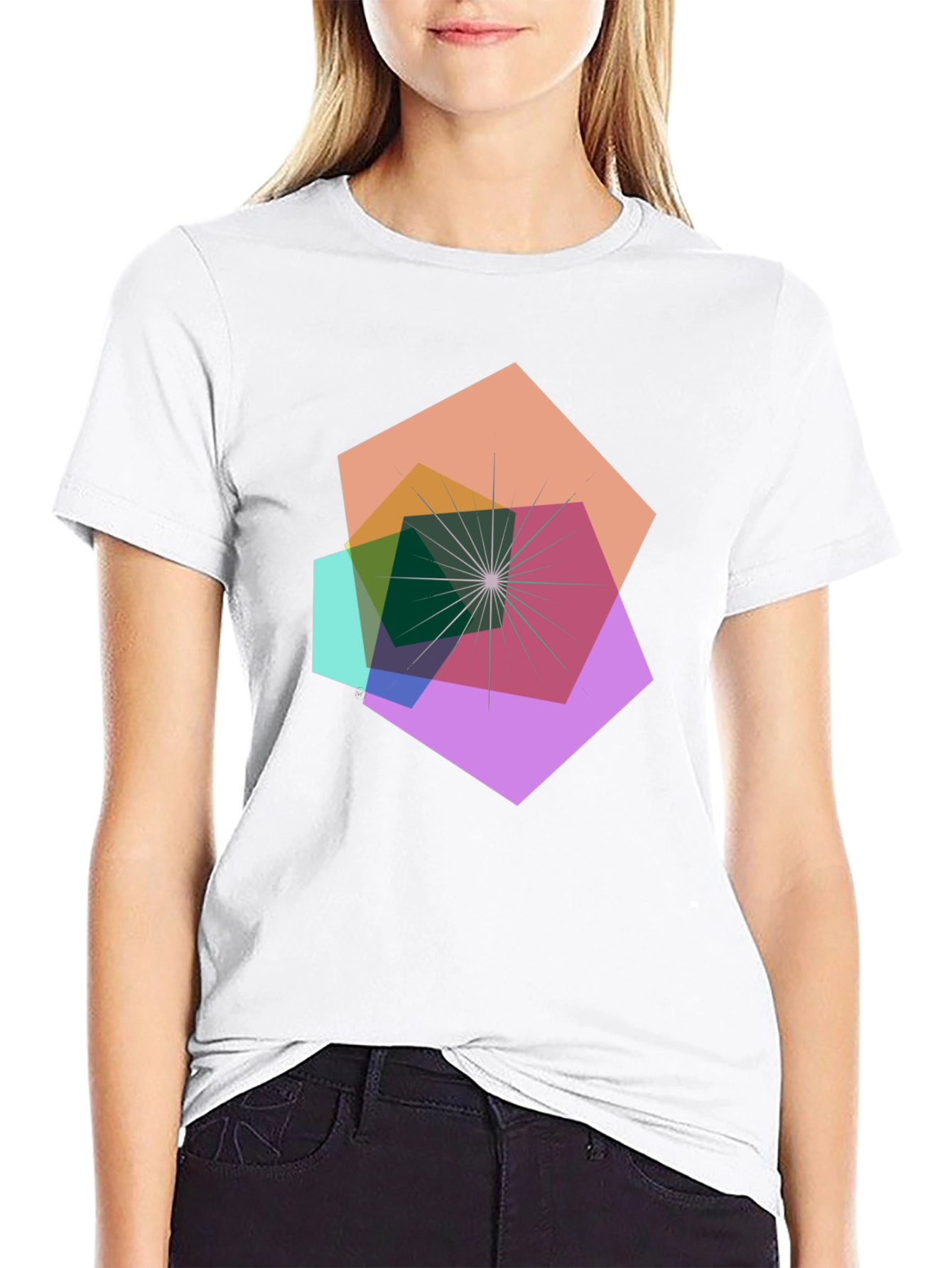 Geometric Abstract Design Black T-Shirt