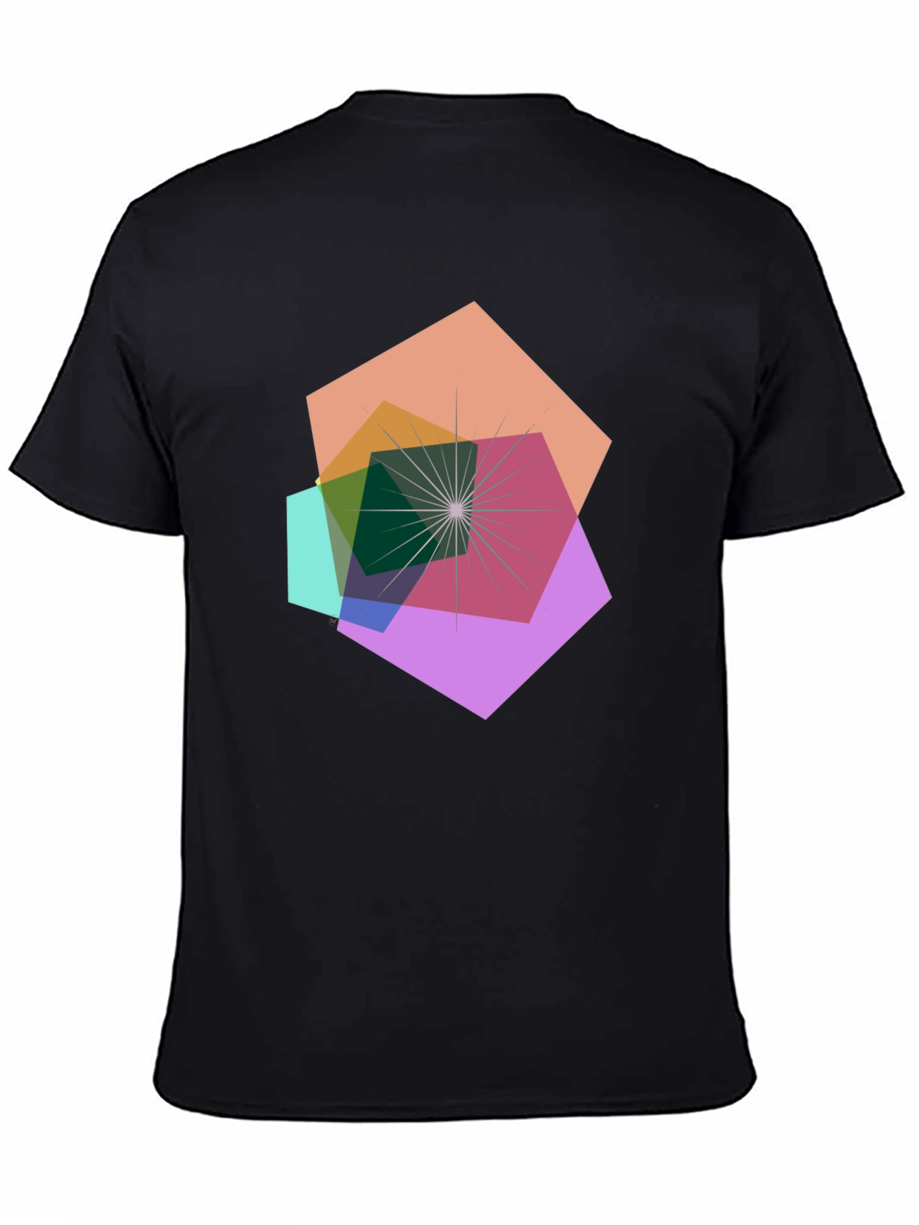 Geometric Abstract Design Black T-Shirt