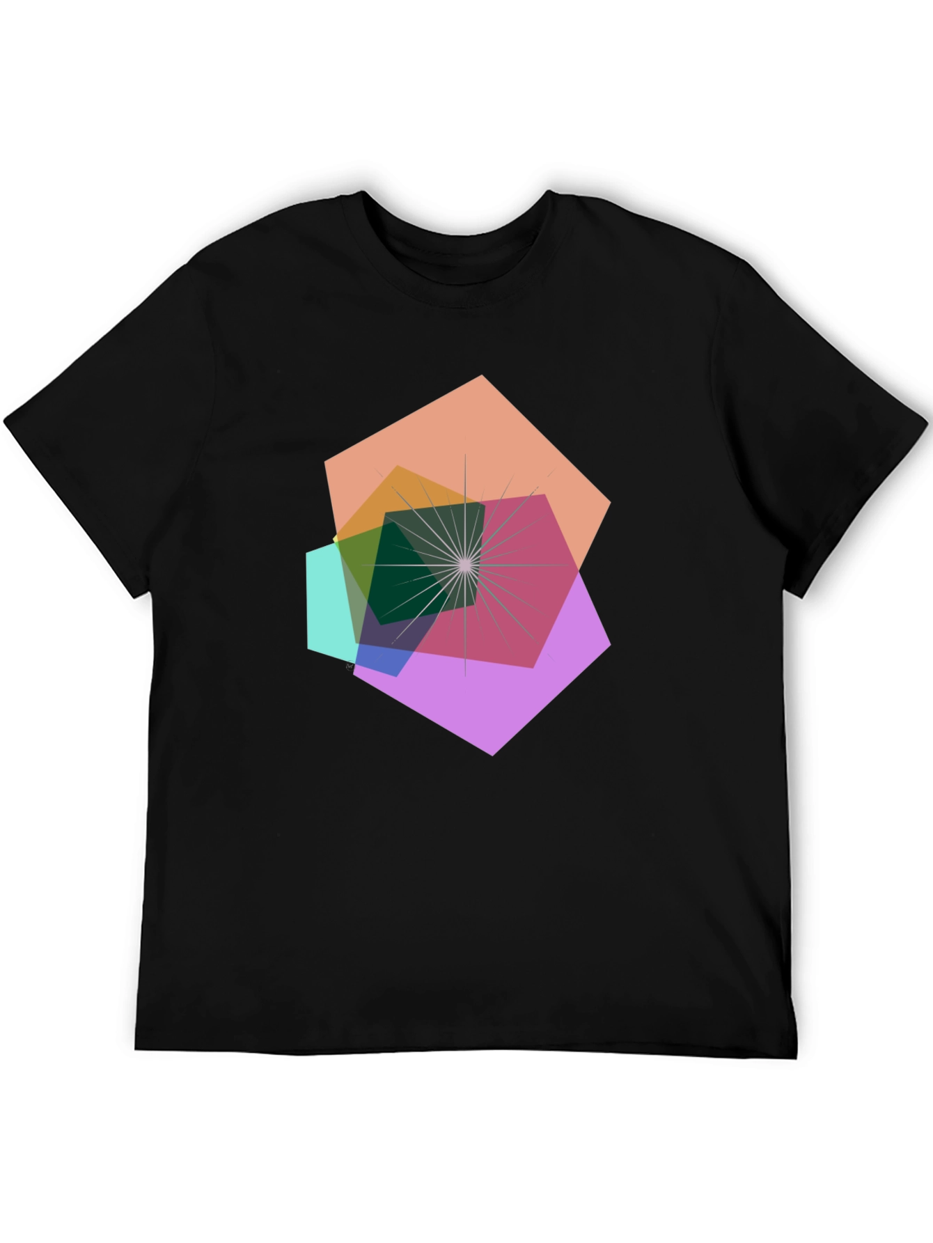 Geometric Abstract Design Black T-Shirt