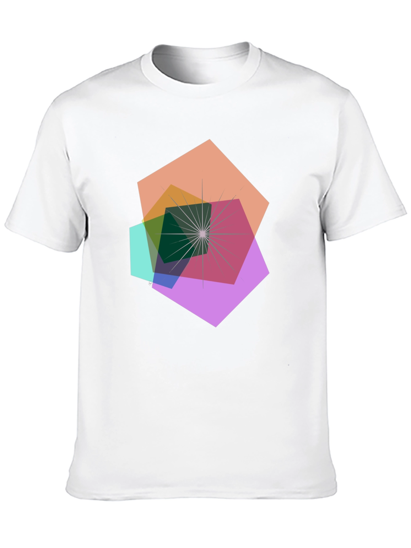 Geometric Abstract Design Black T-Shirt