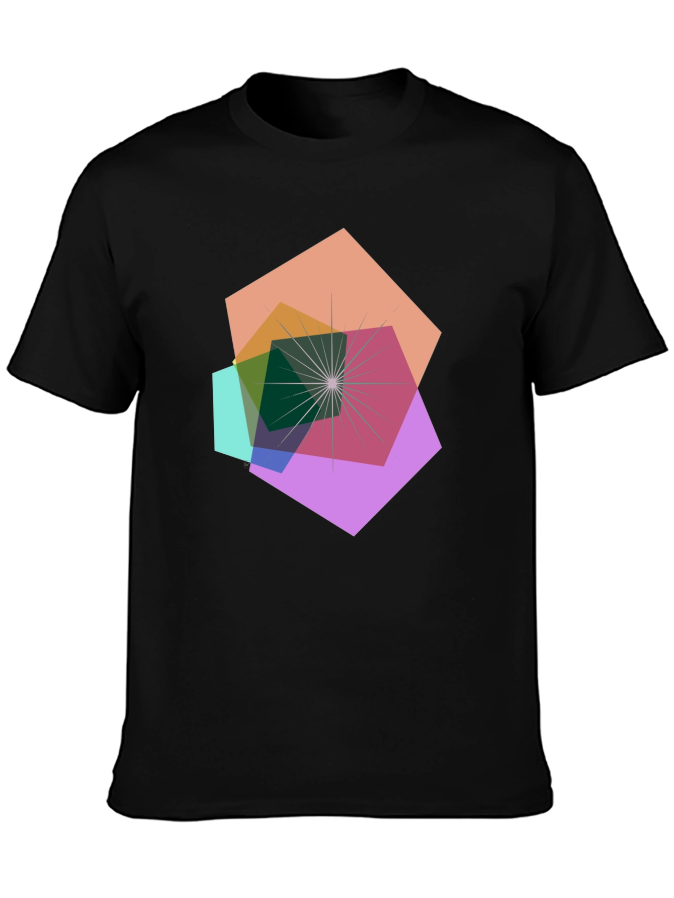 Geometric Abstract Design Black T-Shirt