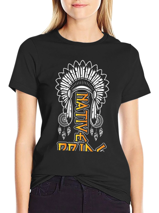 Native Pride Graphic Tee - Indigenous Headdress Design